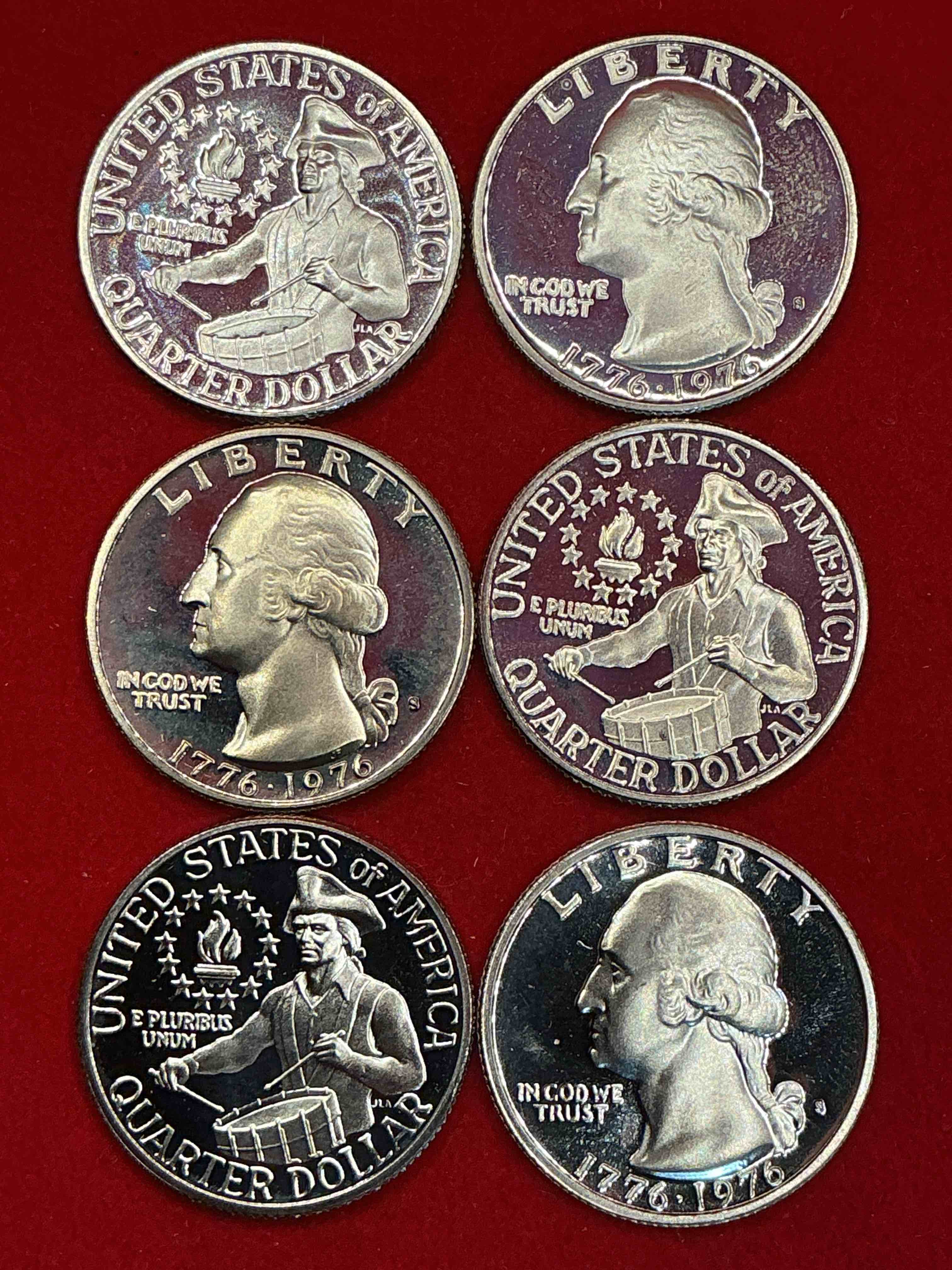 1976 mint condition proof quarters! rare! ultra cool bicentennial edition quarters, celebrating america’s 200th anniversary… 250 coming up! brilliant quarters!