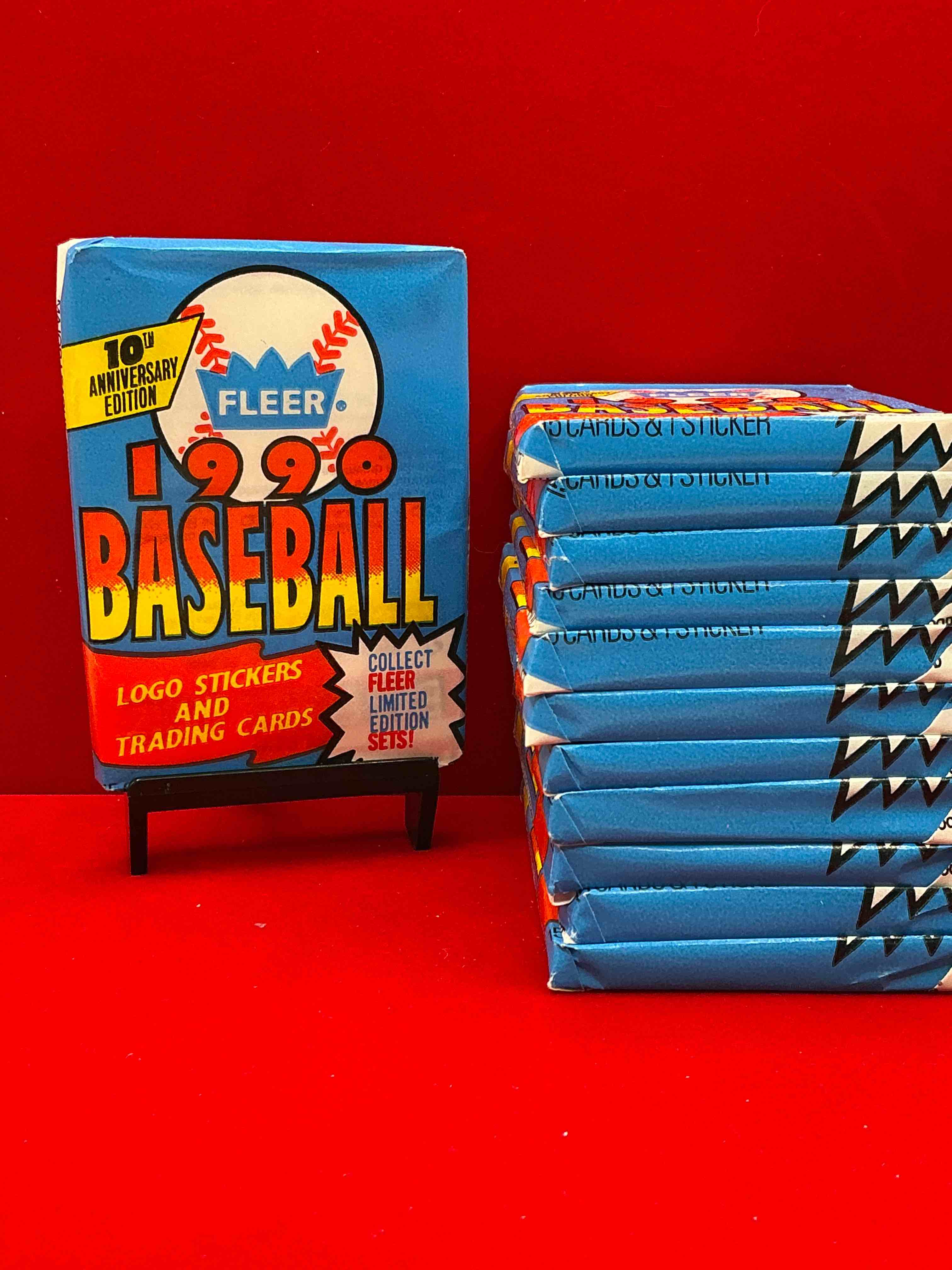 vintage baseball! awesome 1990 fleer baseball unopened sports card wax packs!direct from original box! search for valuable collectible ken griffey jr cards!