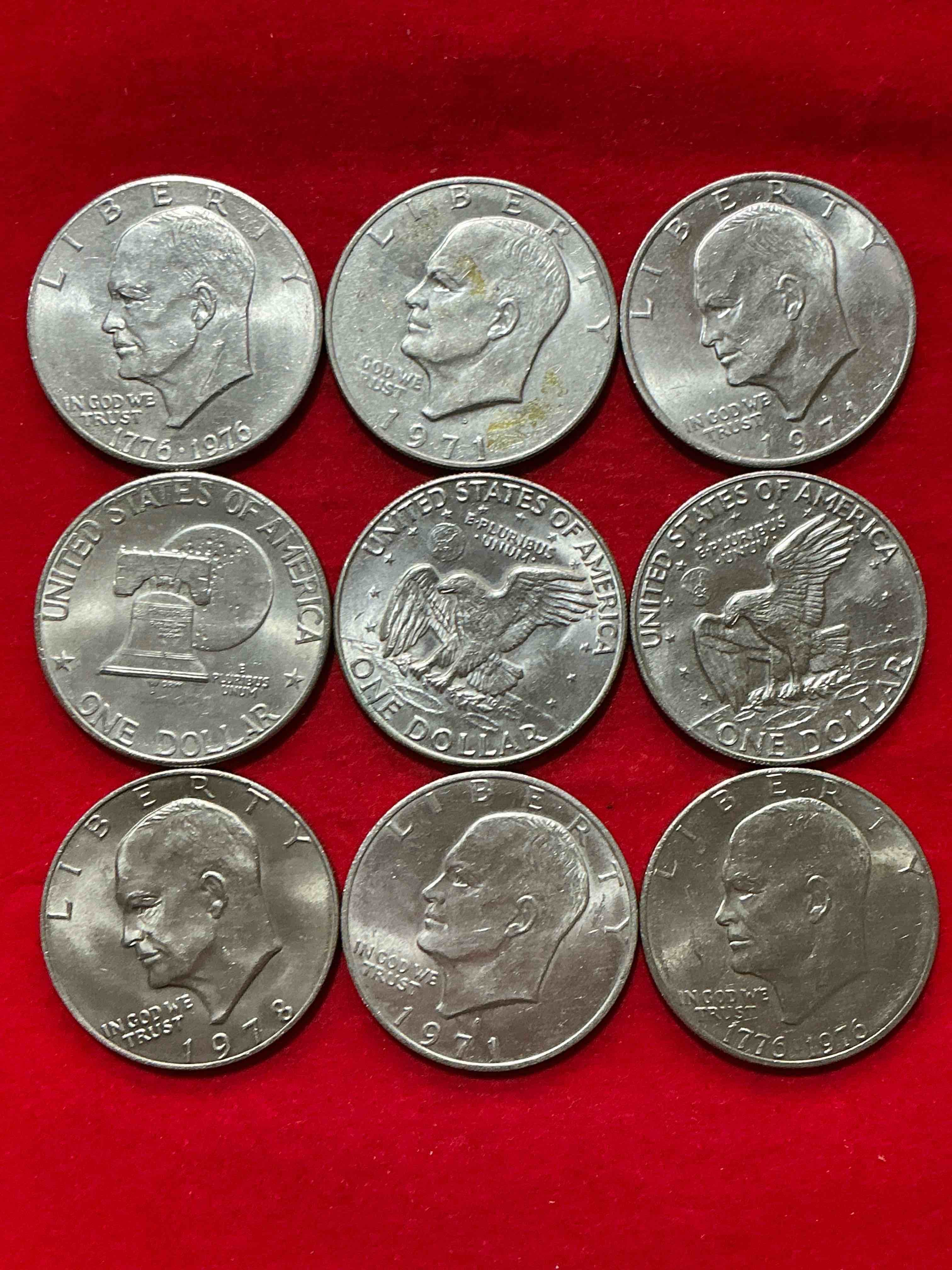 gorgeous eisenhower dollars! here are circulated “ike” dollars! up for auction are ike one dollar coins from different years! awesome ike dollars! even includes rare bicentennial 1976 edition