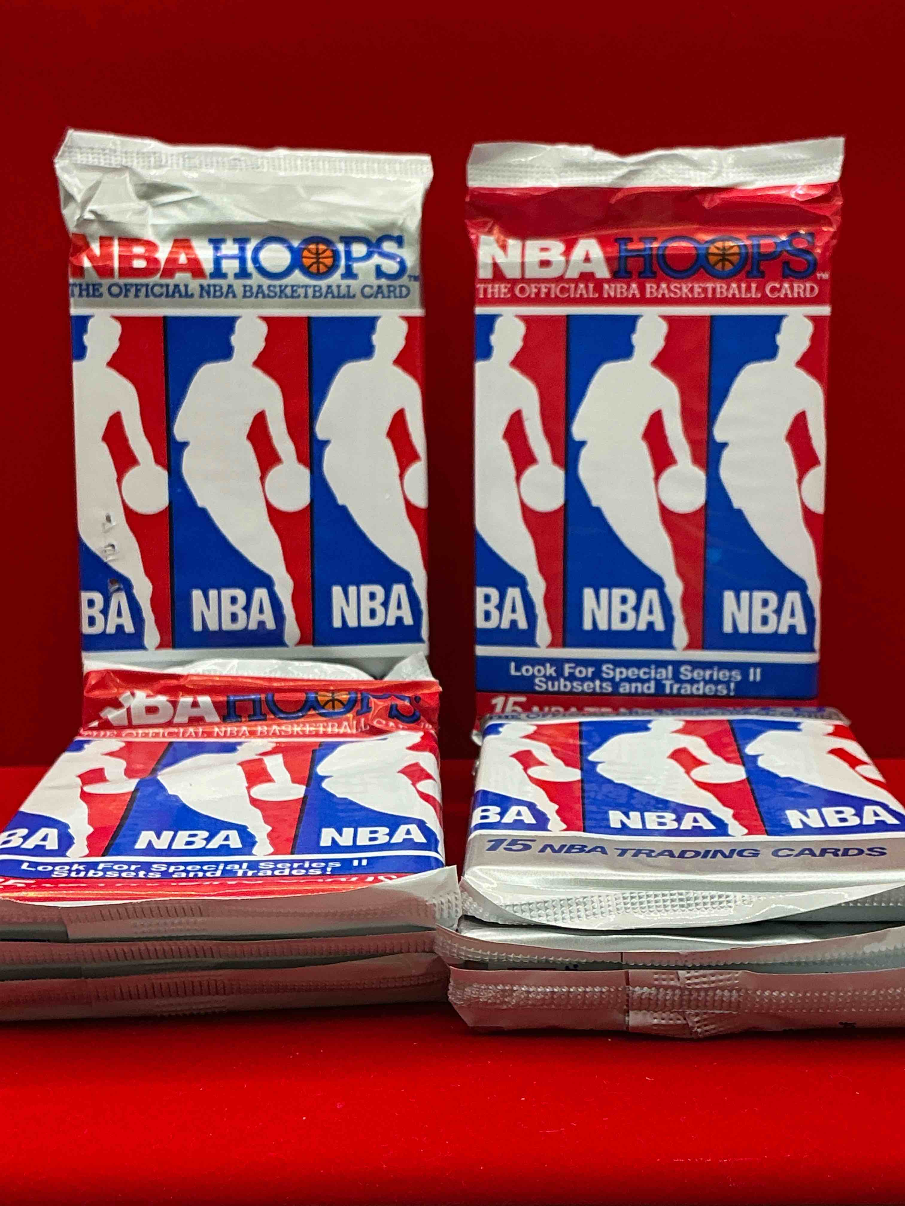 michael jordan!? 1990/91 nba hoops unopened sealed trading collectible sports card series 1 & 2 pack, direct from original sealed retail case! search for early michael jordan #65 (psa 10 value $550), jordan all star card, & too many other nice cards to list!