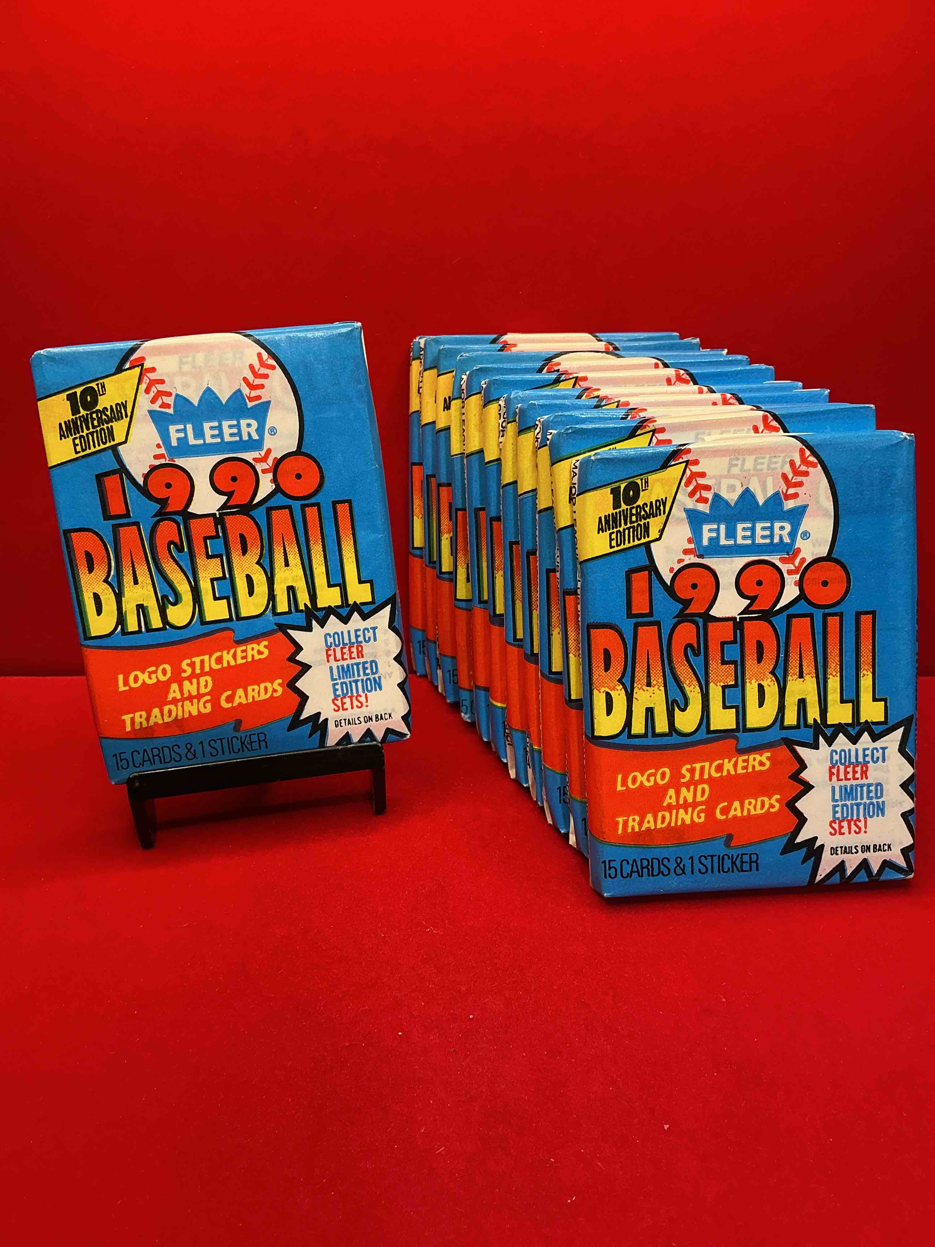 vintage baseball! awesome 1990 fleer baseball unopened sports card wax packs!direct from original box! search for valuable collectible ken griffey jr cards!