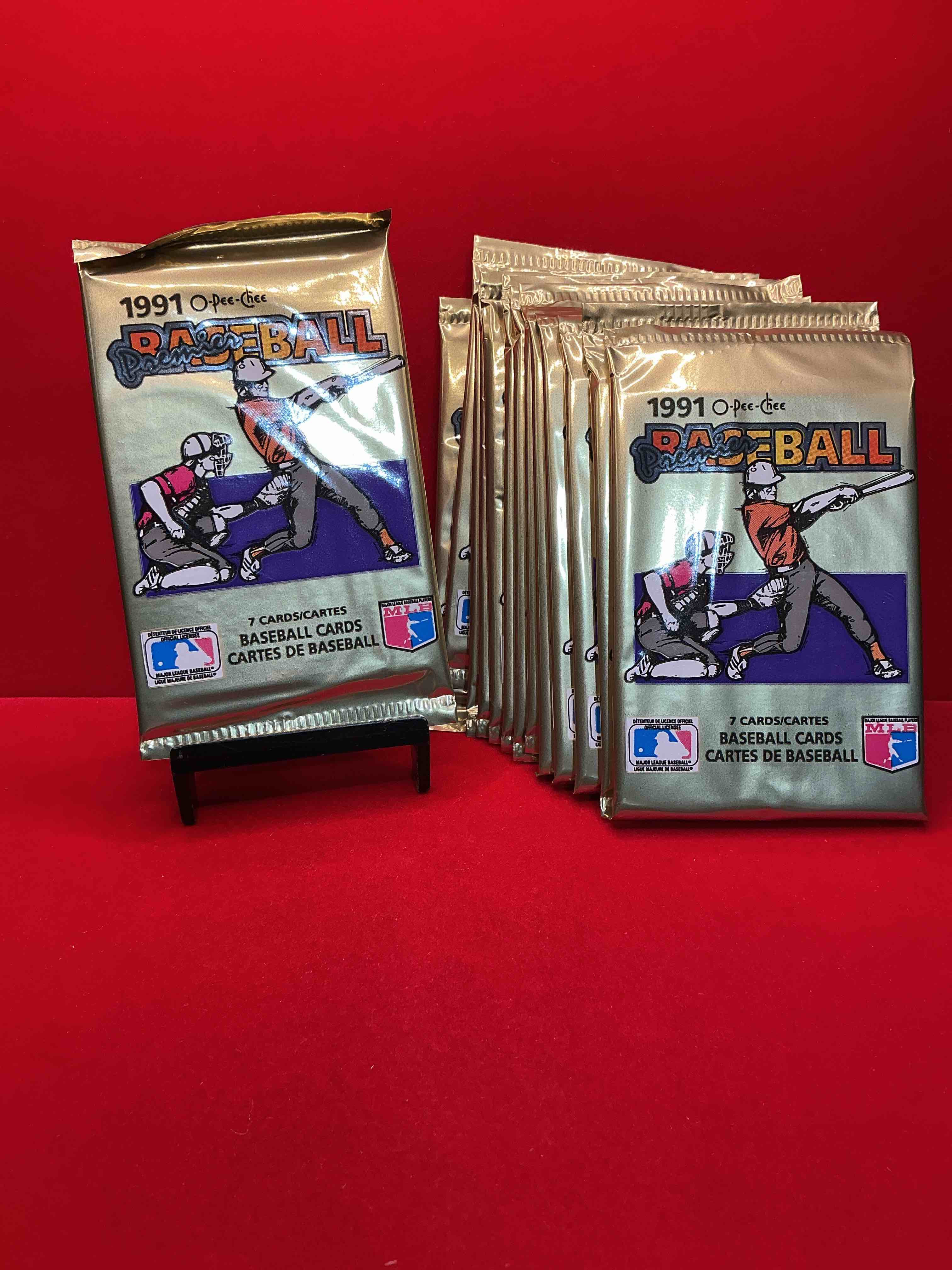 1991 premier baseball o-pee-chee unopened packs, direct from box! rare canadian sports cards with the chance for some great cards inside! baseball extravaganza!