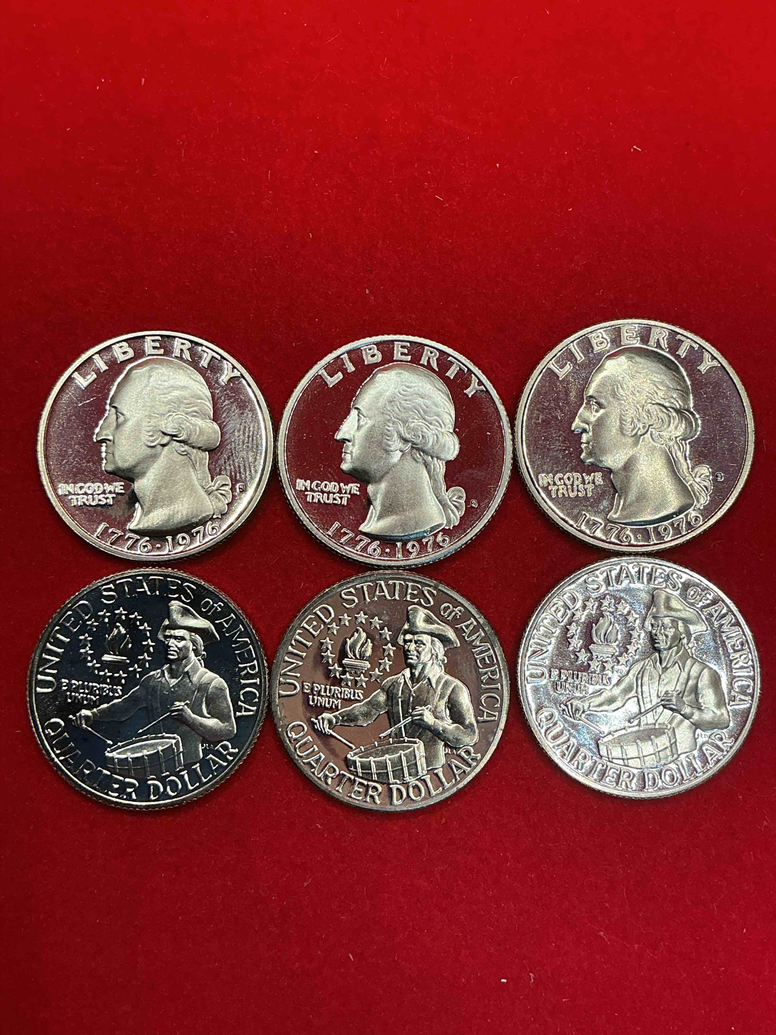 1976 mint condition proof quarters! rare! ultra cool bicentennial edition quarters, celebrating america’s 200th anniversary… 250 coming up! brilliant quarters!