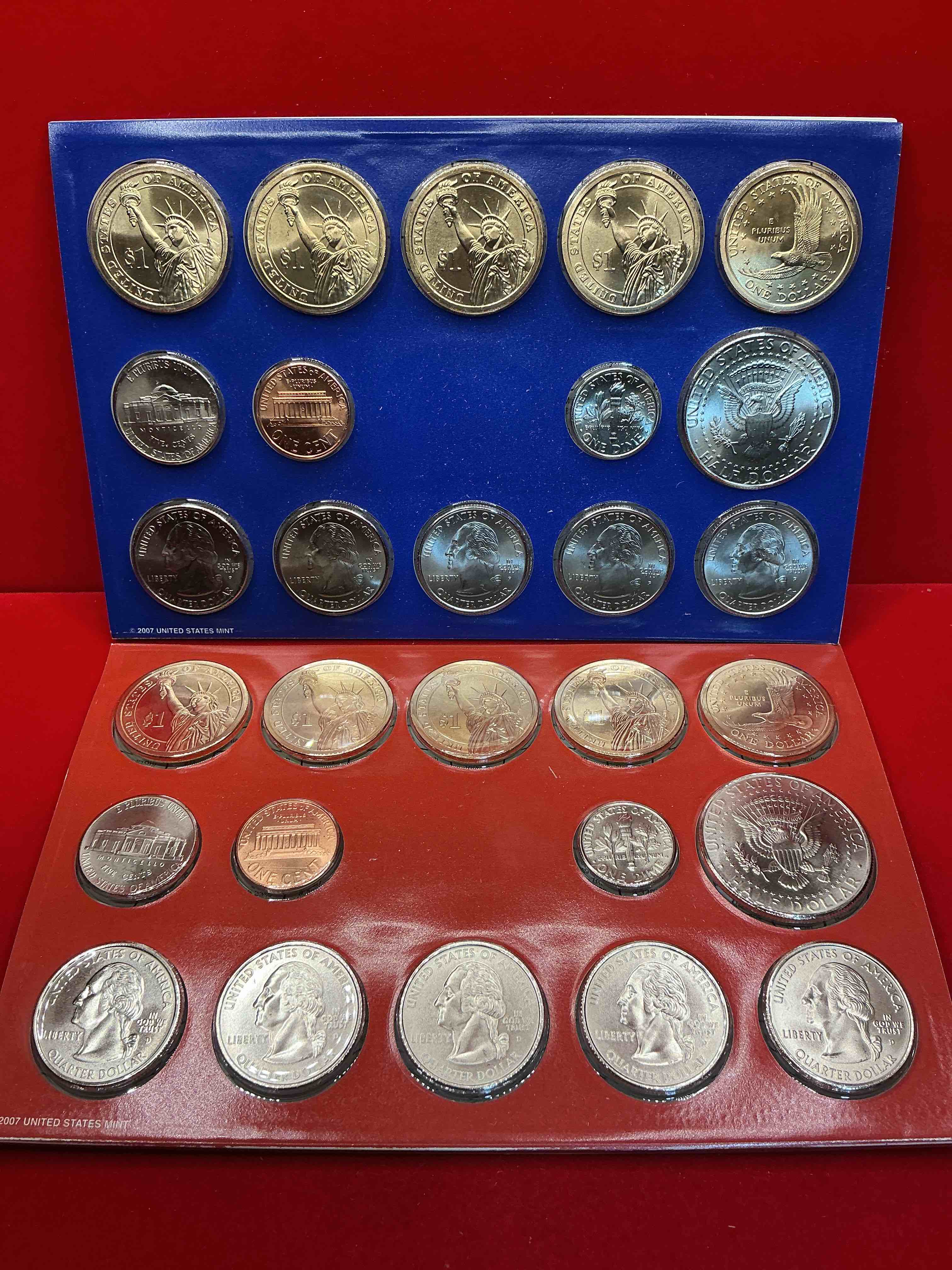 28 Coin Craziness! Denver & Philly Mints! 2007 Uncirculated Mint Set Coins! Includes Half Dollars, President Dollar Coins, Dimes, Nickels, Pennies & Quarters! Cool Collectible! 