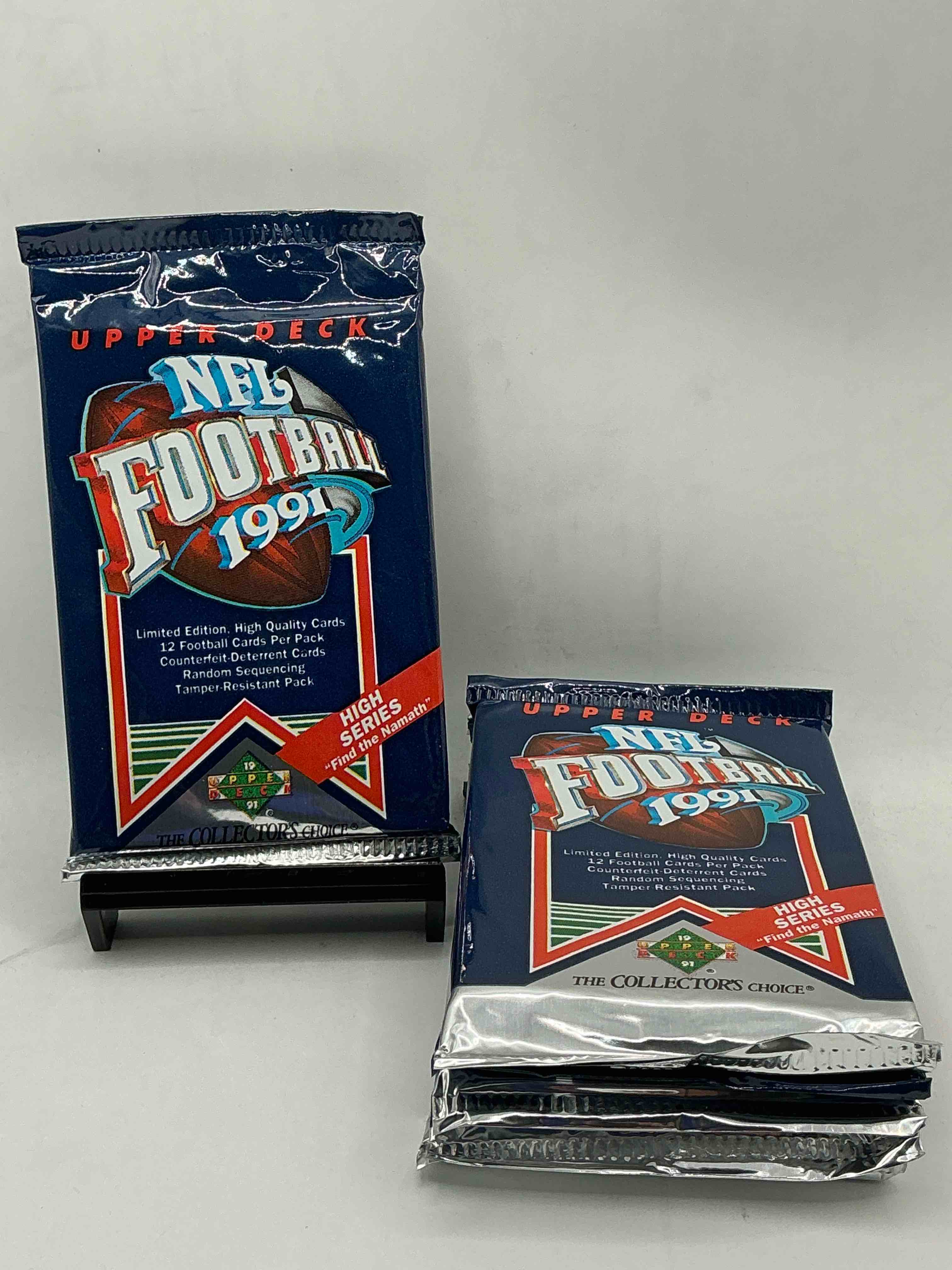 rare & vintage! 1991 upper deck high series unopened nfl football packs! direct from original box! brett favre rookie year! search for brett favre rookie & other 80s stars!
