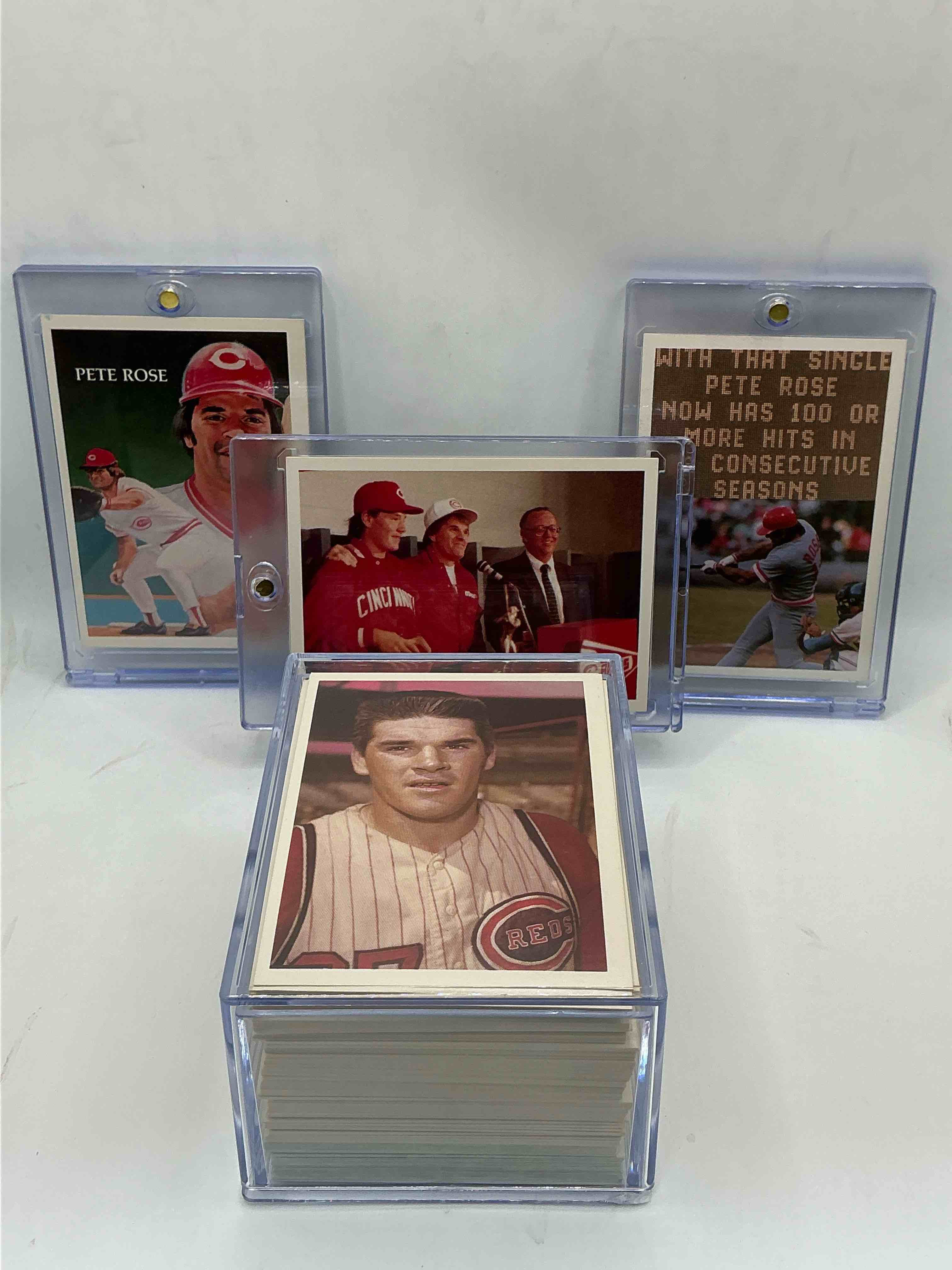 rare pete rose 1985 wow! ultra rare, authentic, official mlb pete rose baseball cards, complete 120 card set with original box! bid is per card. your chance to own very rare, original pete rose memorabilia from 1985!