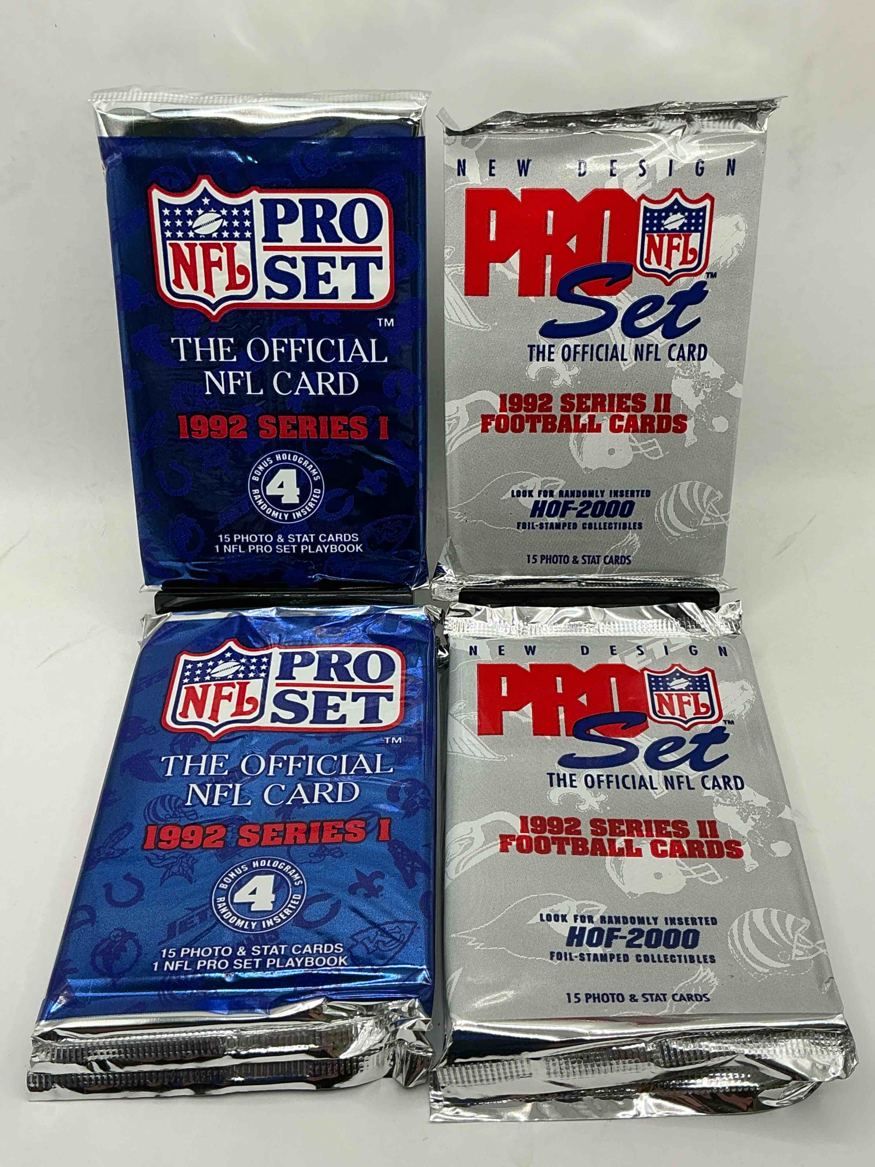 nfl pro set! wow! 1992 series i & ii football cards! possible rice, montana, elway, sanders, jackson & more! search for limited edition randomly inserted hof 2000 stamped collectibles!