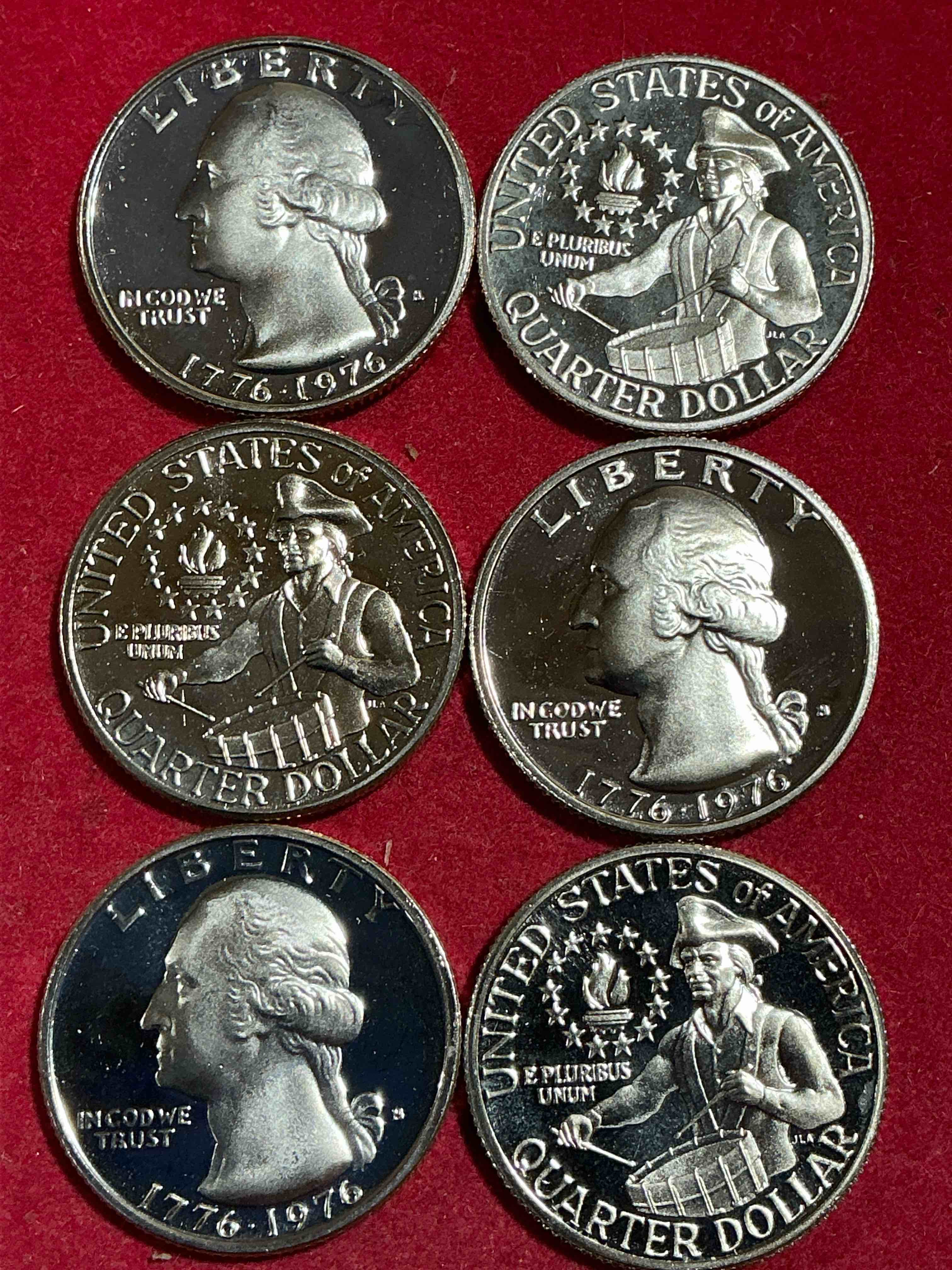 1976 mint condition proof quarters! rare! ultra cool bicentennial edition quarters, celebrating america’s 200th anniversary! brilliant quarters!
