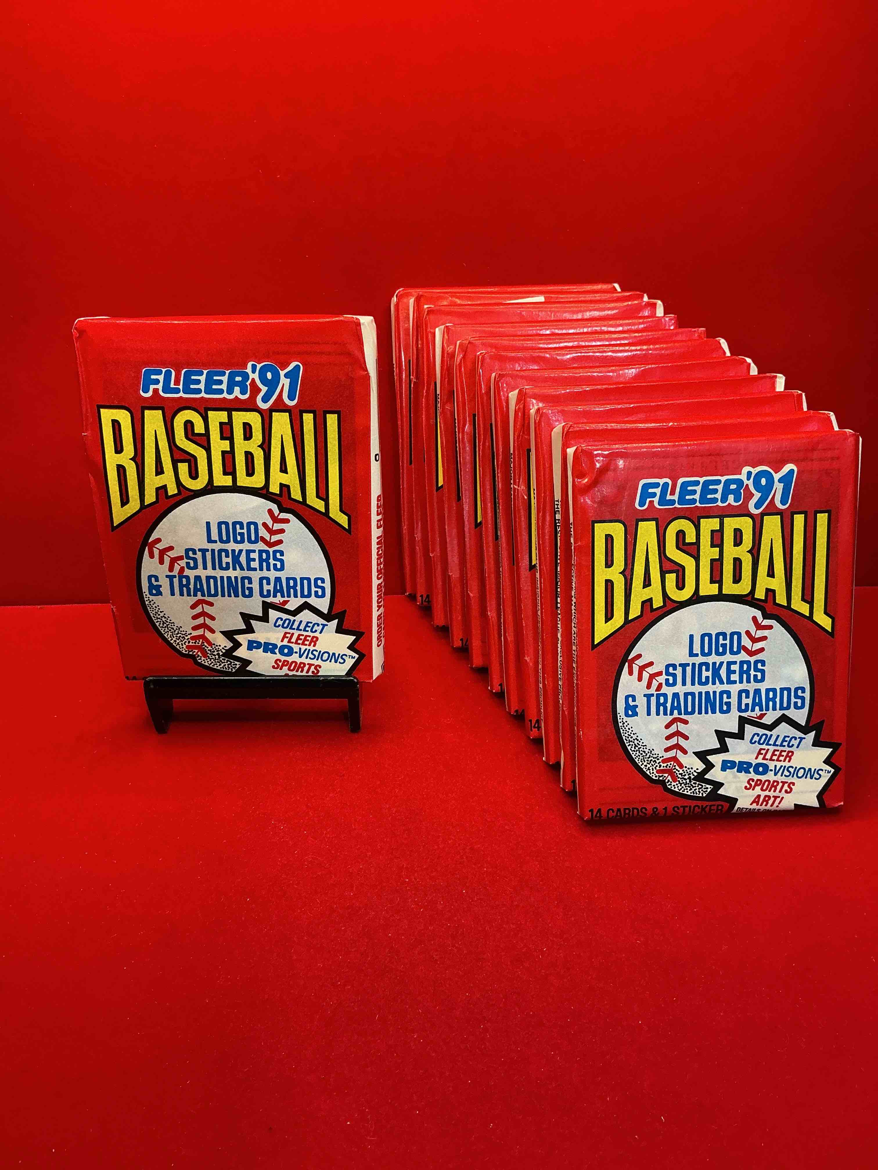1991 fleer baseball unopened wax pack, direct from original sealed retail case search for griffey jr. & barry bonds "generation stars" combo card #710 (psa 10 value $200), nolan ryan, don mattingly & so much more!