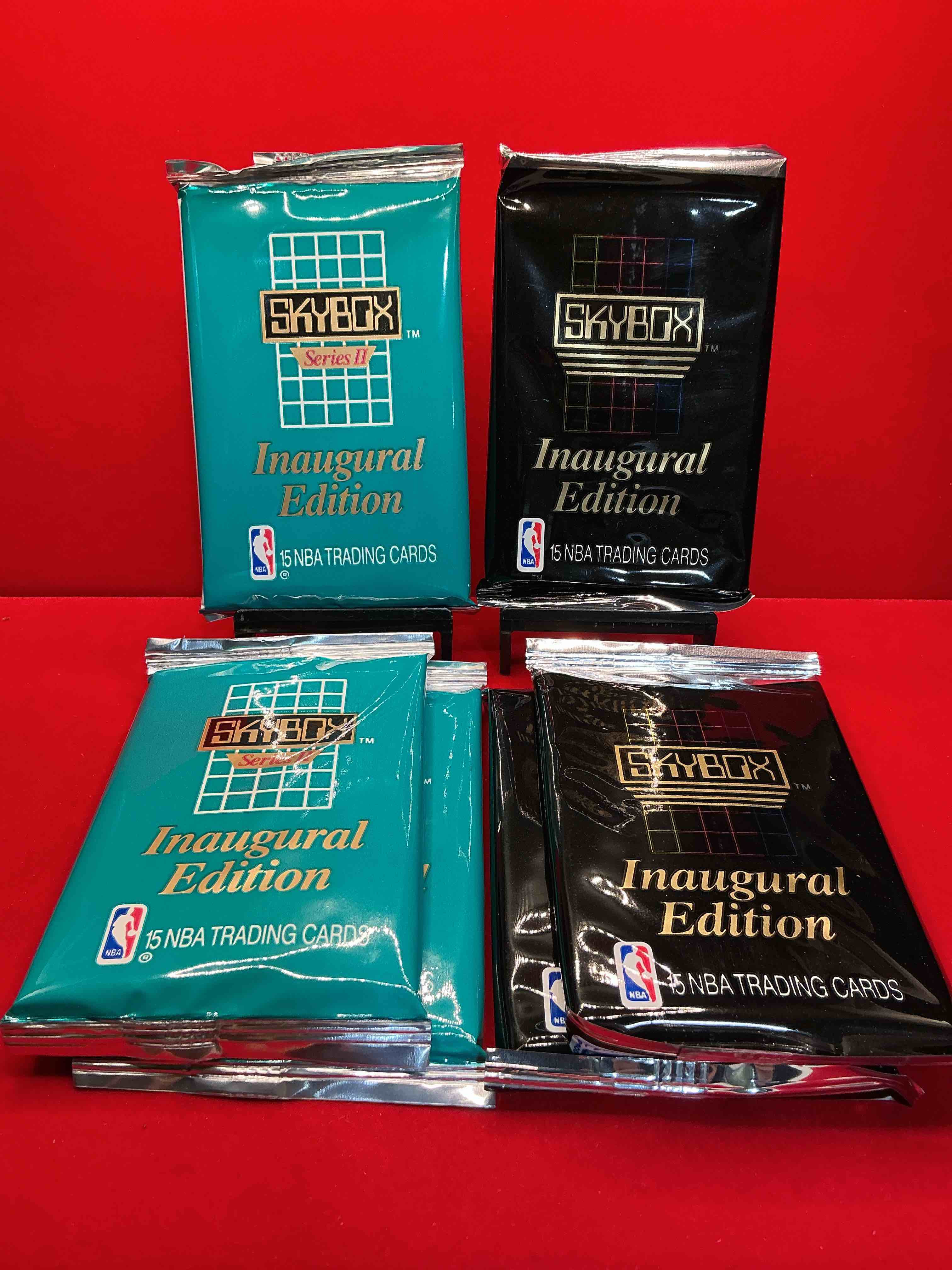 michael jordan, magic johnson & more! search for so many nba legends & stars! 1990-91 skybox unopened packs, series i & ii! direct from original box! these packs are sought after for their eye-catching teal & black look & awesome cards! search for valuable michael jordan, larry bird & magic johnson cards! along with other stars!