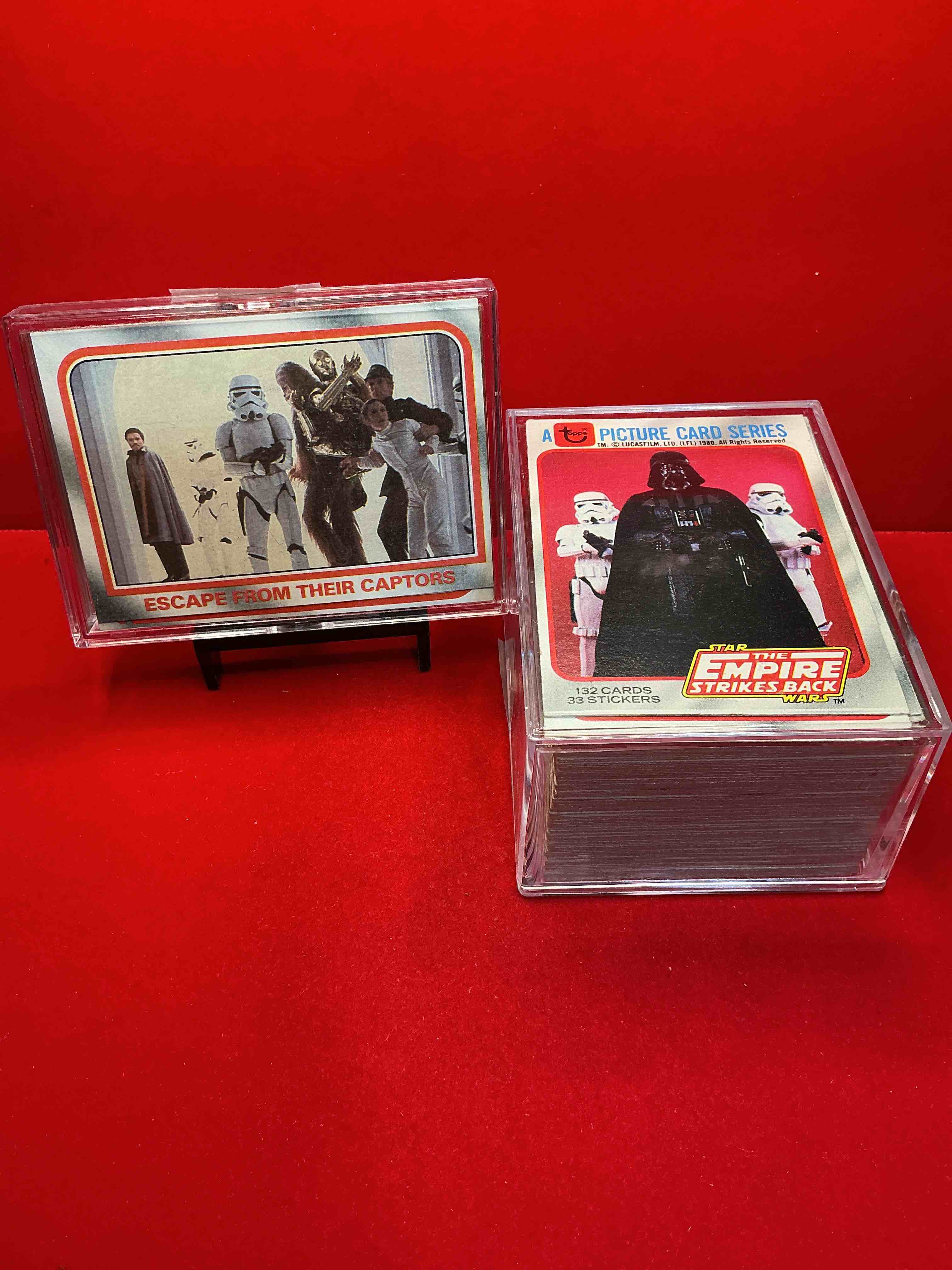 1980 empire strikes back history! genuine star wars empire strikes back movie cards, complete series one, 132 card collection! ultra rare to find in this good condition & complete! authentic, serious collectibles & precious pieces of original star wars history!