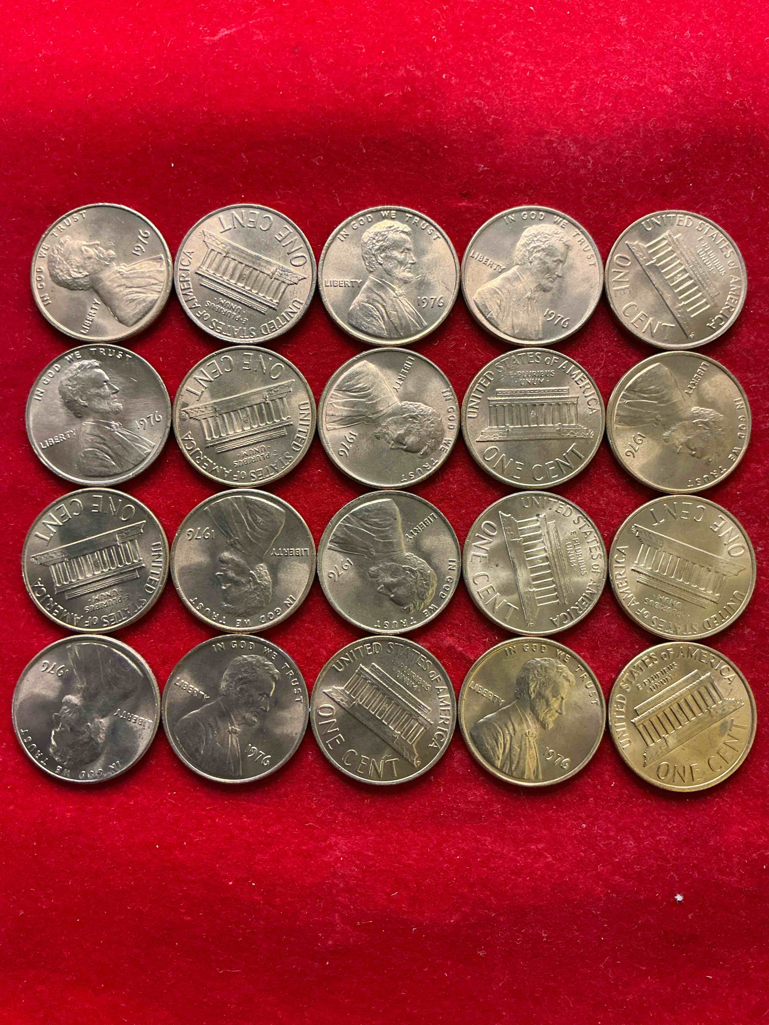 1976 brilliant uncirculated america 200 year anniversary pennies! celebrate america’s bicentennial with the unc brilliant 1976 pennies, direct from the original bank rolls! these pennies have not seen the light of day since 1976, wow! serious collector items!