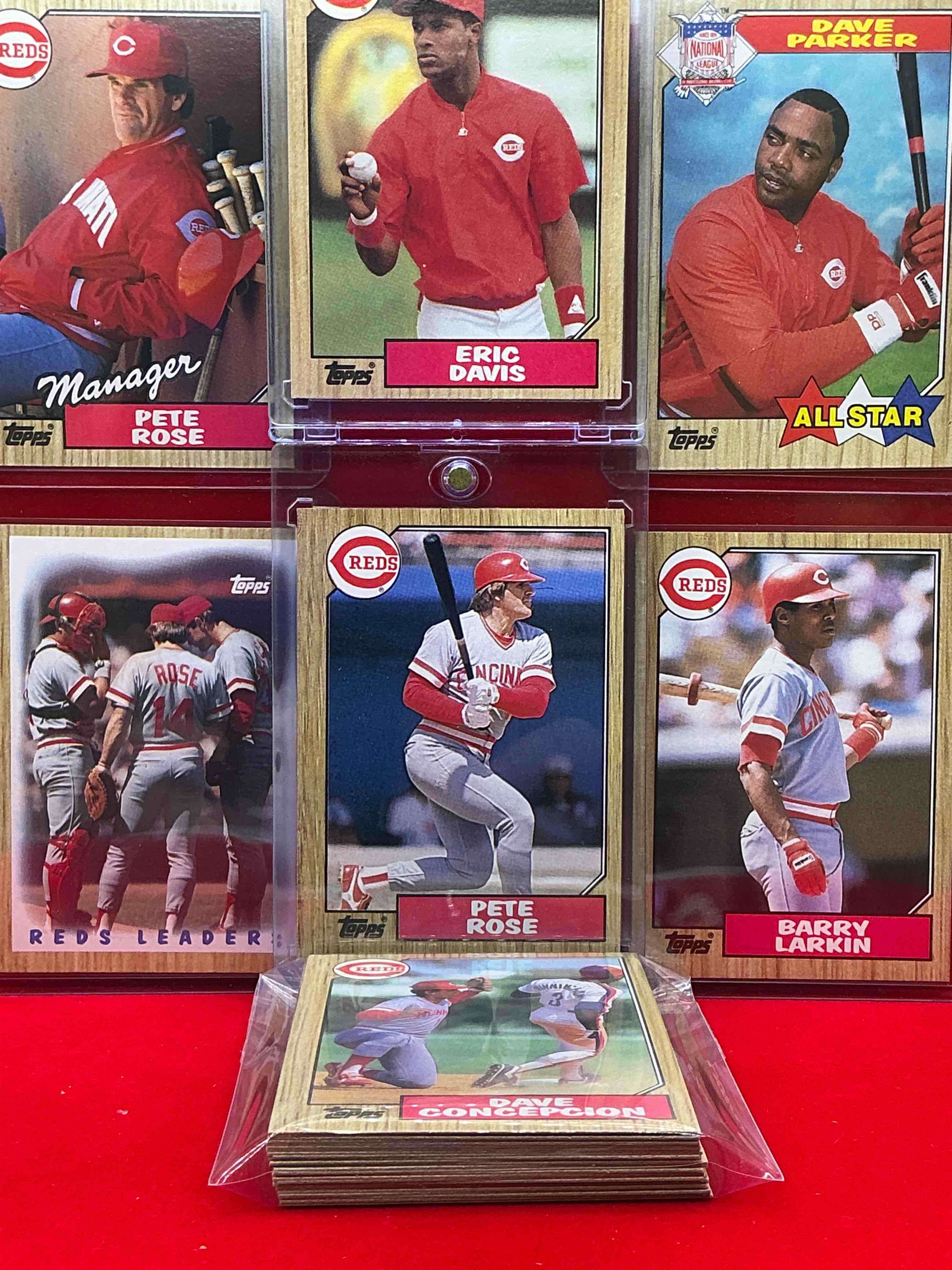 1987 reds topps baseball team set! vintage reds lot! barry larkin, eric davis, pete rose & more! 80’s baseball history… cincinnati reds! 