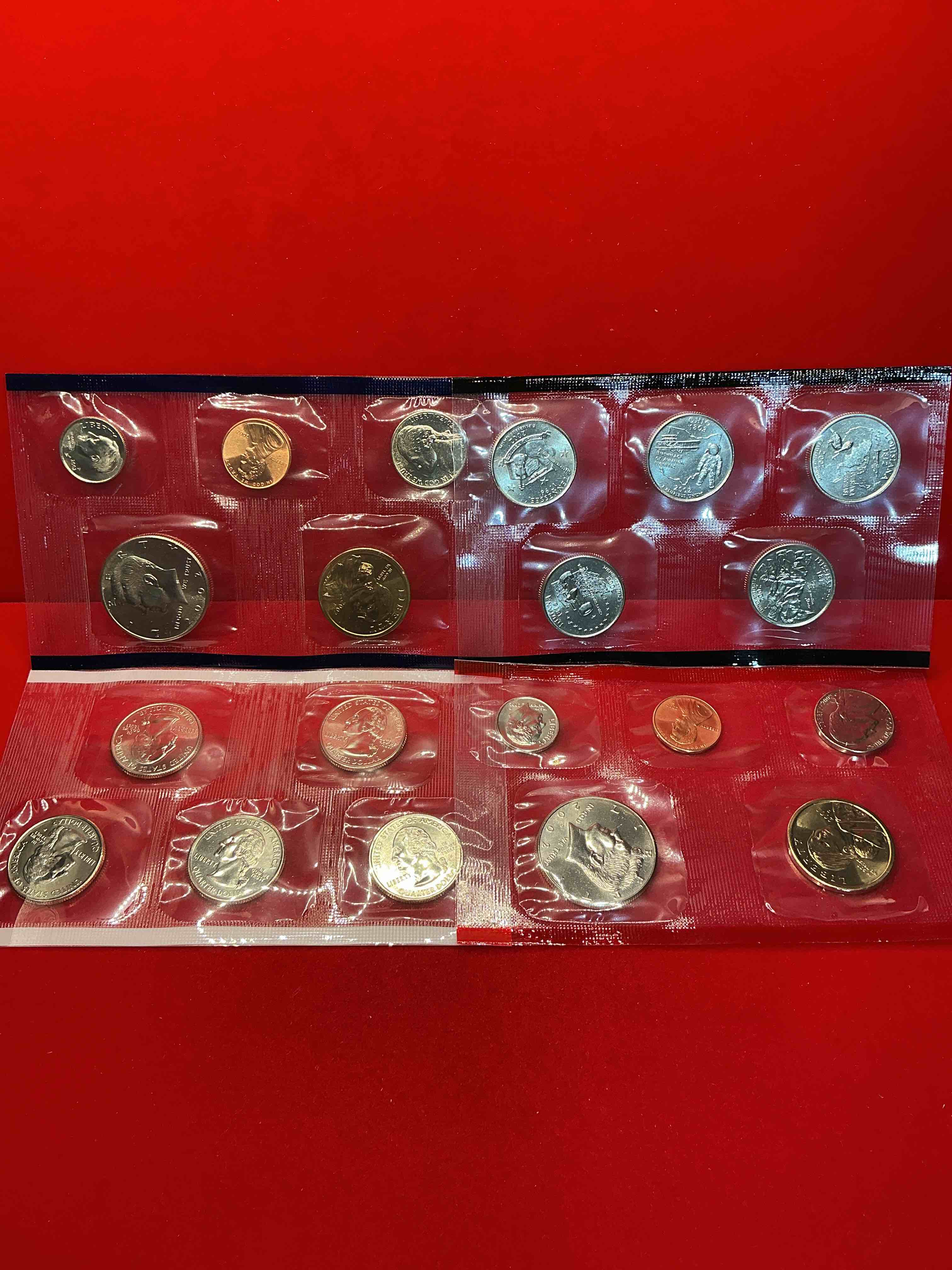 2002 uncirculated mint coins! 20 coins from philadelphia & denver! 20 coin uncirculated lot, with state quarters, nickels, half dollars, dimes, pennies & more! uncirculated coin craziness!