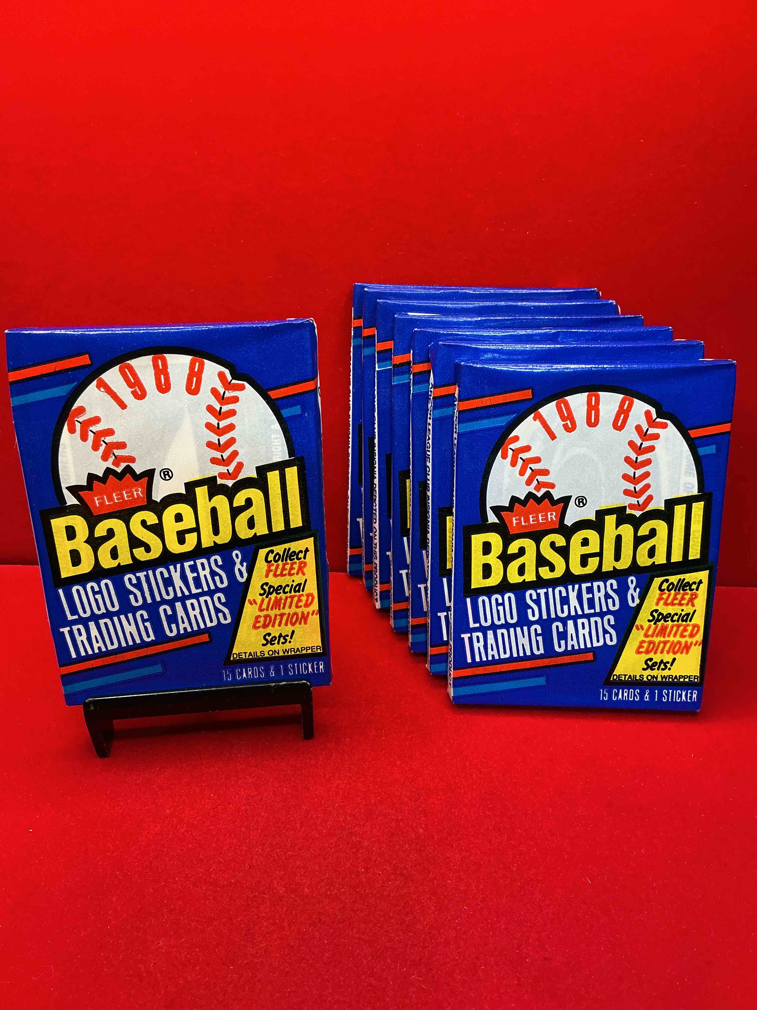 80's baseball fan's rejoice! 1988 fleer baseball unopened wax packs full of collectible trading cards! search for valuable don mattingly & nolan ryan cards worth hundreds in perfect condition!