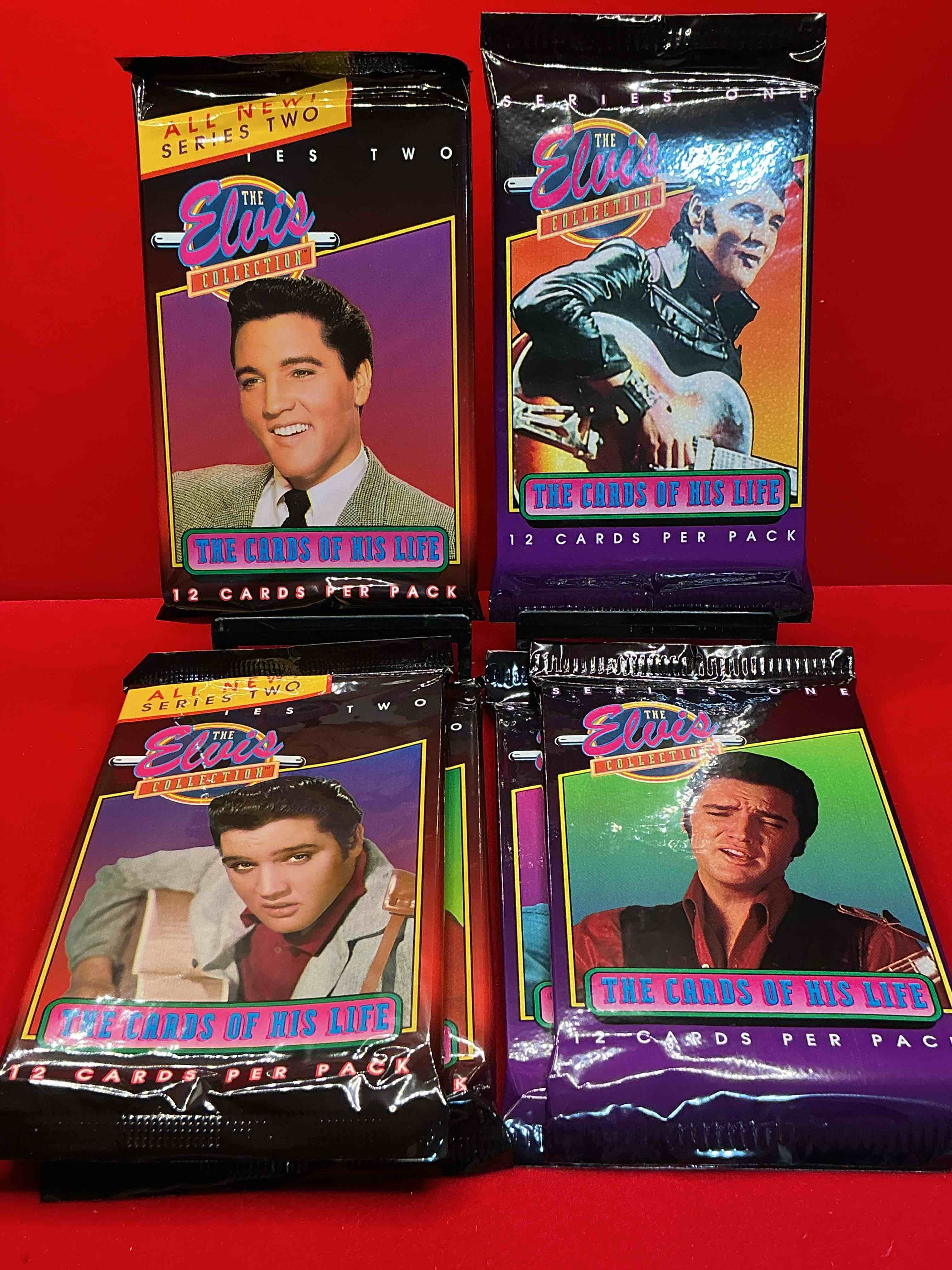 1992 the elvis collection “the cards of his life” series i & ii card packs! 12 cards in every one of these incredible packs! collect all of elvis presley’s best moments from his life all included in these packs! wow!