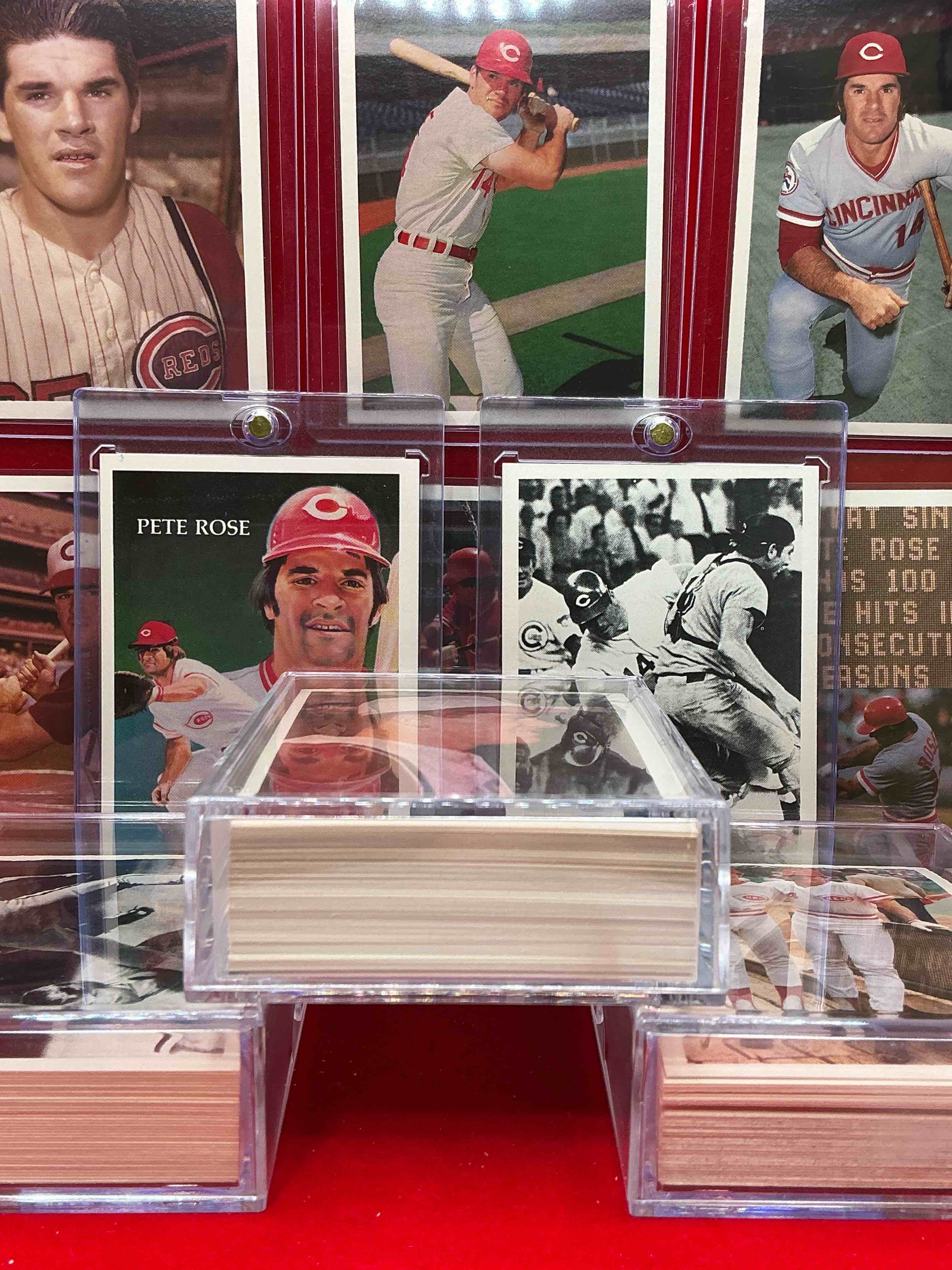 rare pete rose 1985 wow! ultra rare, authentic, official mlb pete rose baseball cards, complete 120 card set with original box! bid is per card. your chance to own very rare, original pete rose memorabilia from 1985!