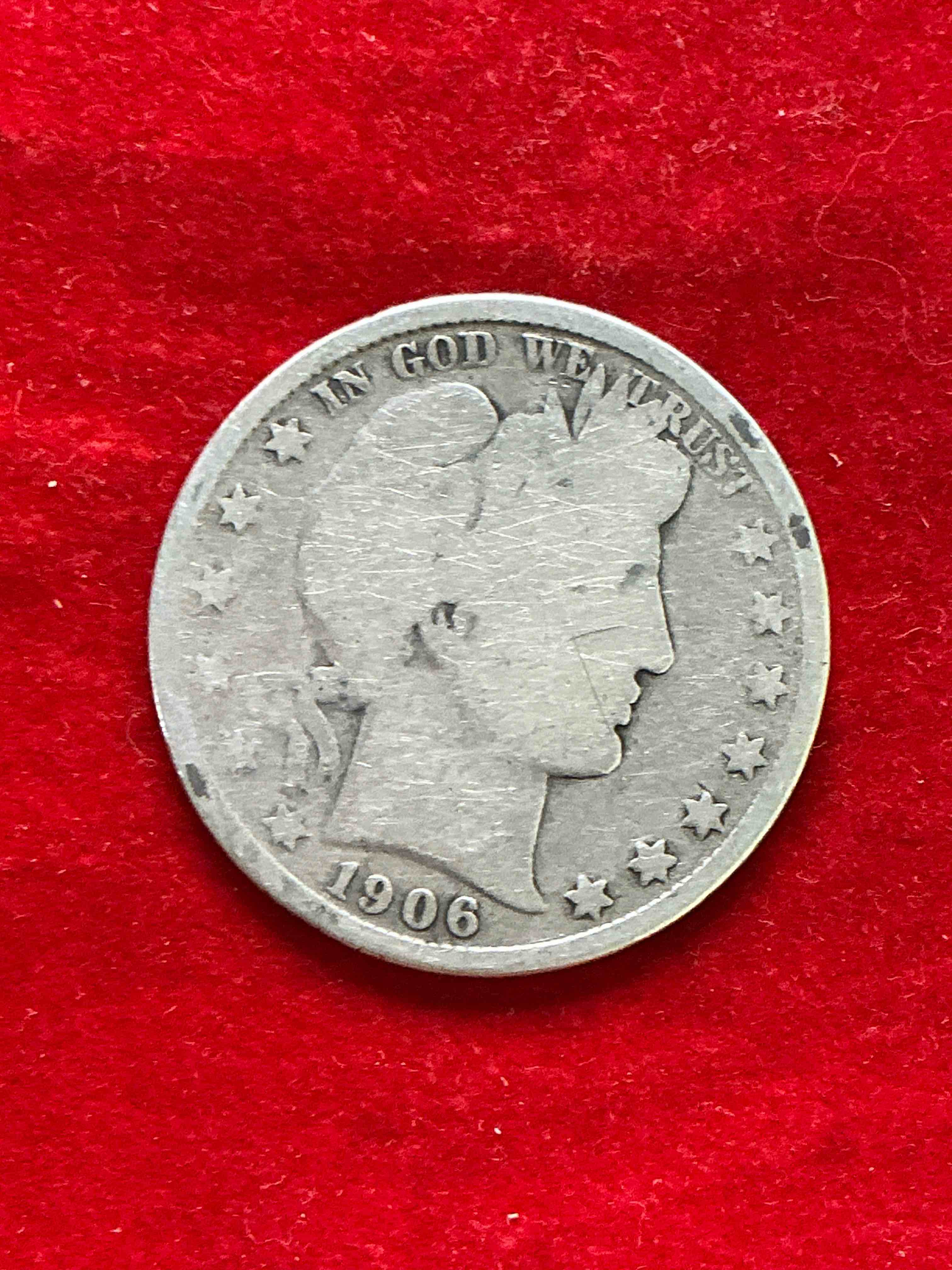 rare us fine silver! barber half dollar, 90% silver! 1906 edition! nearly impossible to collect! rare & very coveted by collectors! own a piece of history great for coin collectors, think of the history these coins have seen! rare 90% silver barber half dollar!
