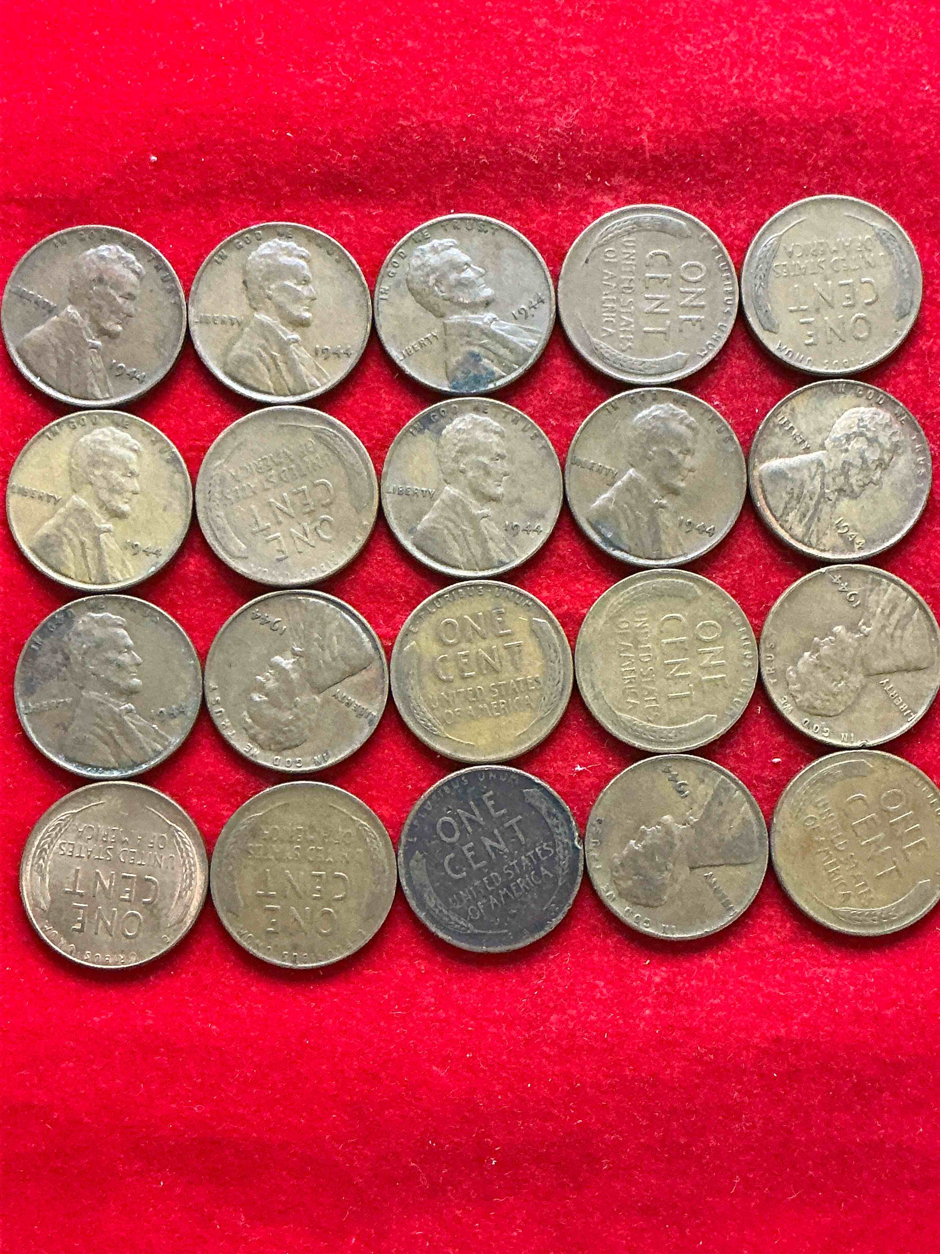 Condition photo showing Good Condition for (set of 20) 1944 calling world war 2 buffs! 1944 d-day era wheat pennies! d-day was june 6th, 1944 & was one of the most significant battles of wwii! own pieces of this era with these genuine 1944 wheat pennies in nice condition!