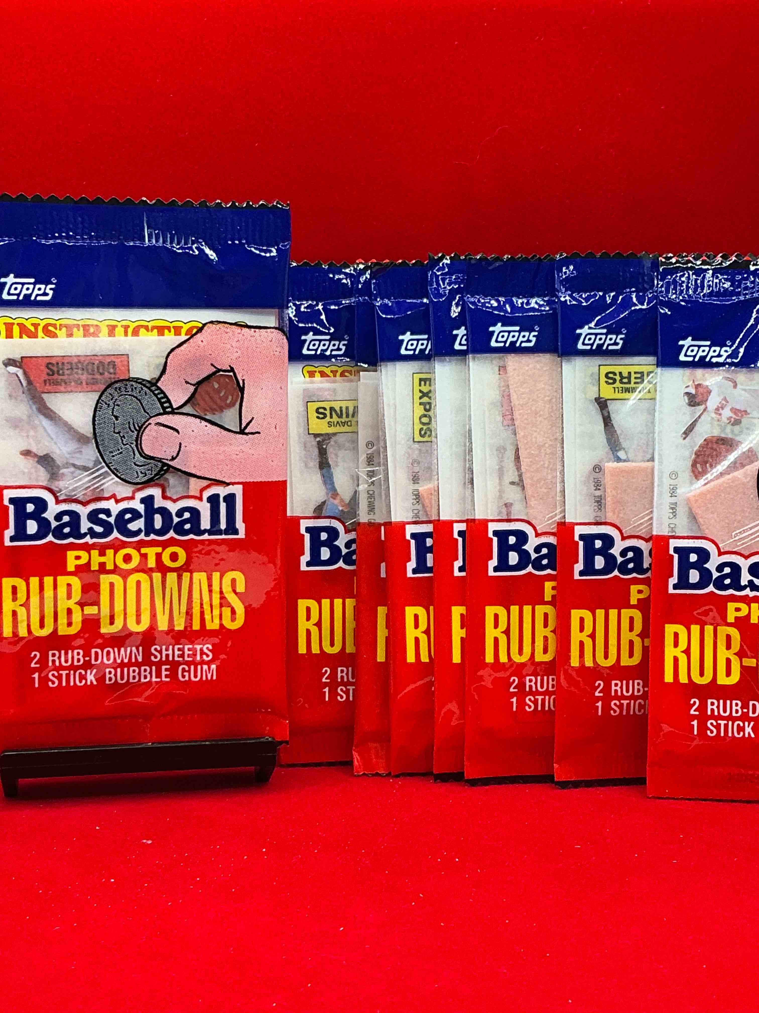 topps 1984 baseball rub downs! super rare mid 80’s baseball packs! super rare & cool!