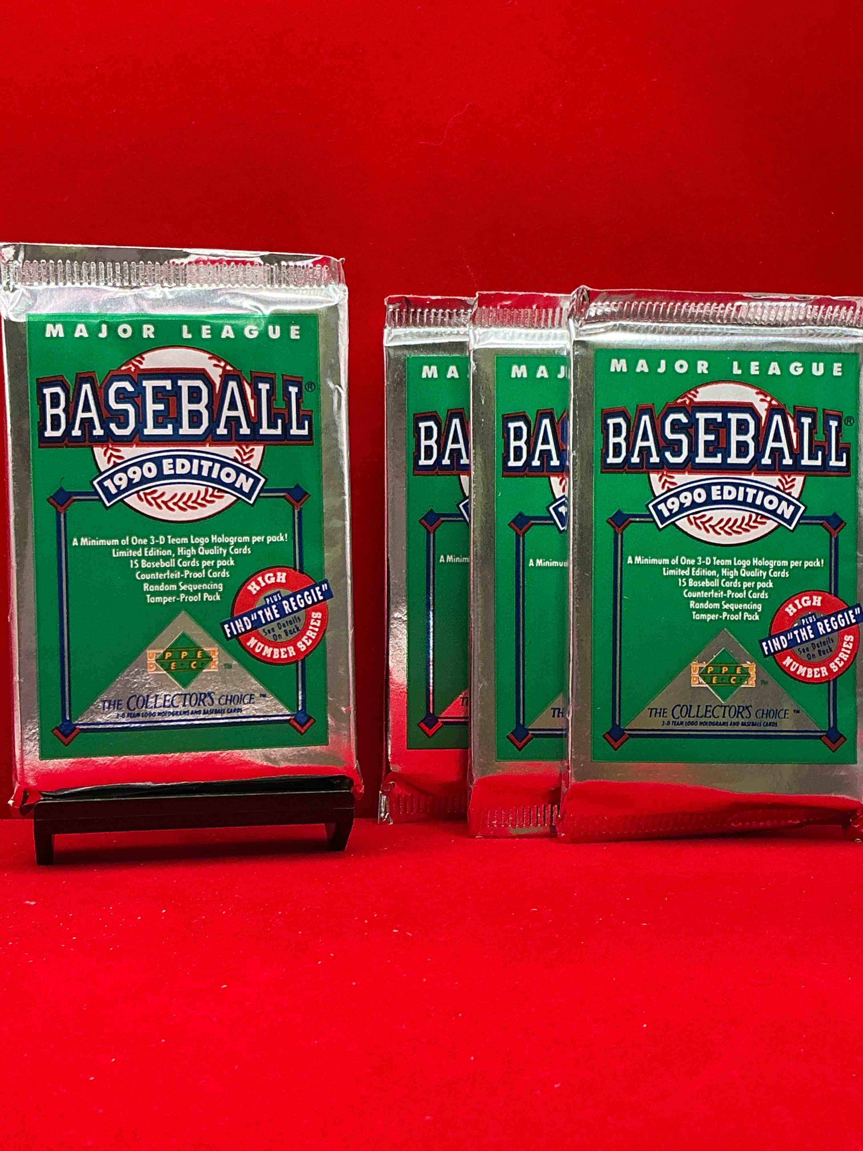1990 upper deck baseball unopened sports trading card packs! direct from original box! look for possible collector's 3d team logo card! as well as early ken griffey jr. cards!