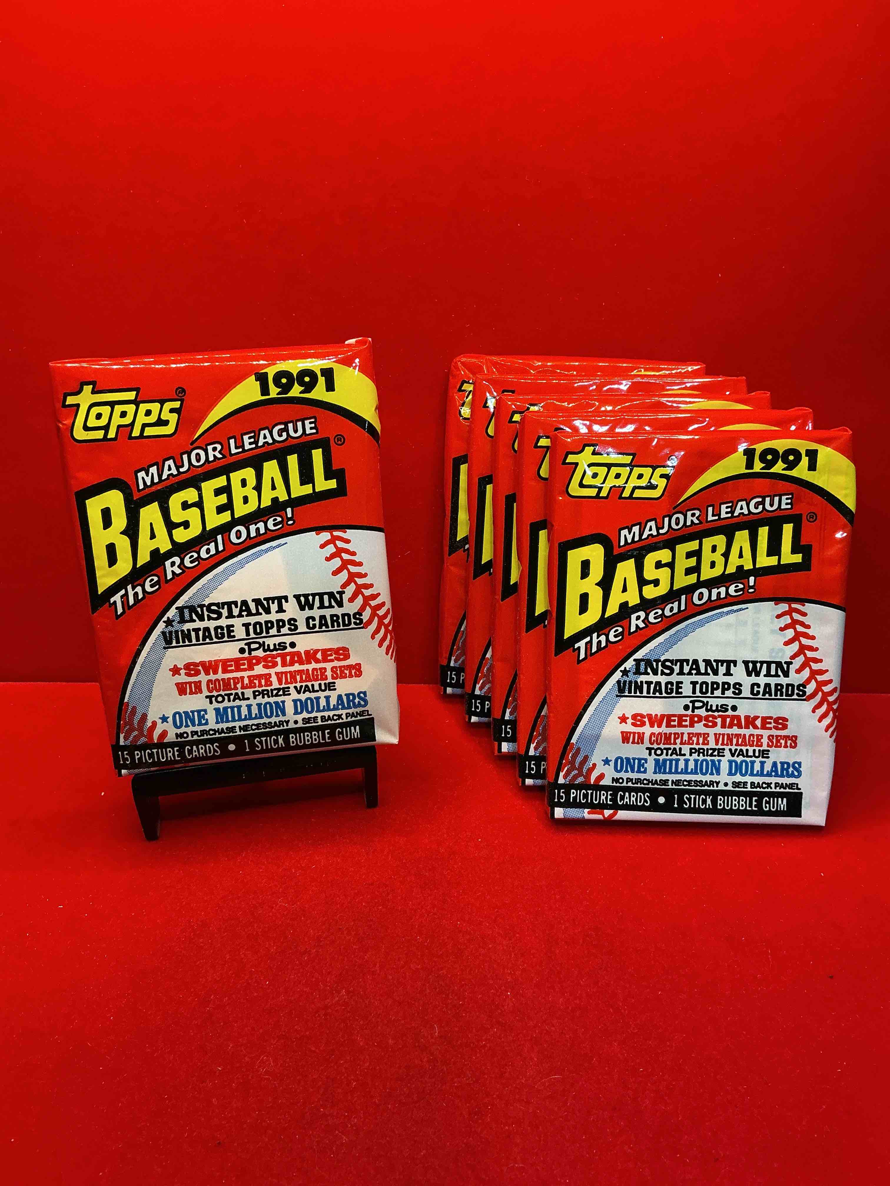 1991 topps baseball card unopened packs, straight from box! search for ken griffey jr cards, bo jackson cards & other 80s & 90s stars! perfect baseball packs!