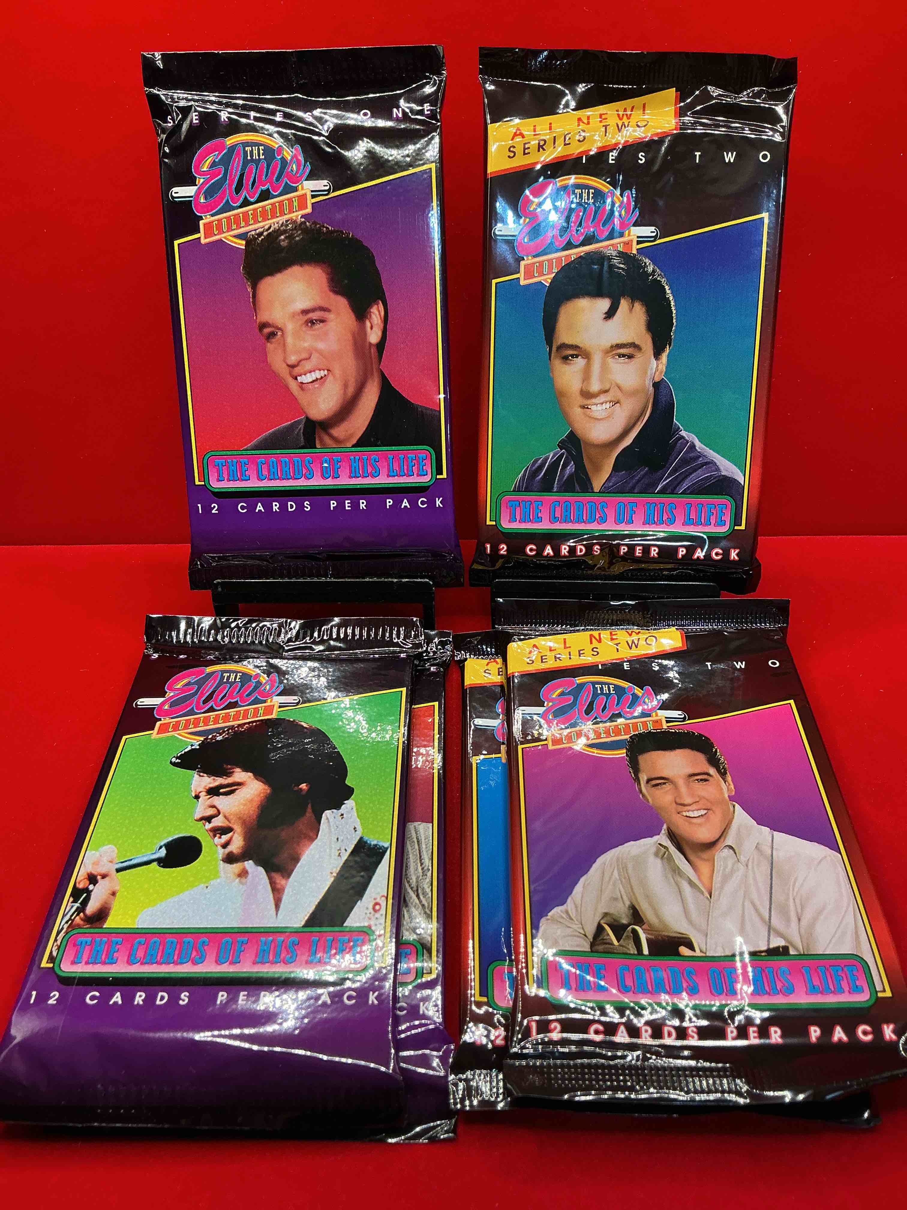 1992 the elvis collection “the cards of his life” series i & 2 card packs! 12 cards in every one of these incredible packs! collect all of elvis presley’s best moments from his life all included in these packs! wow!