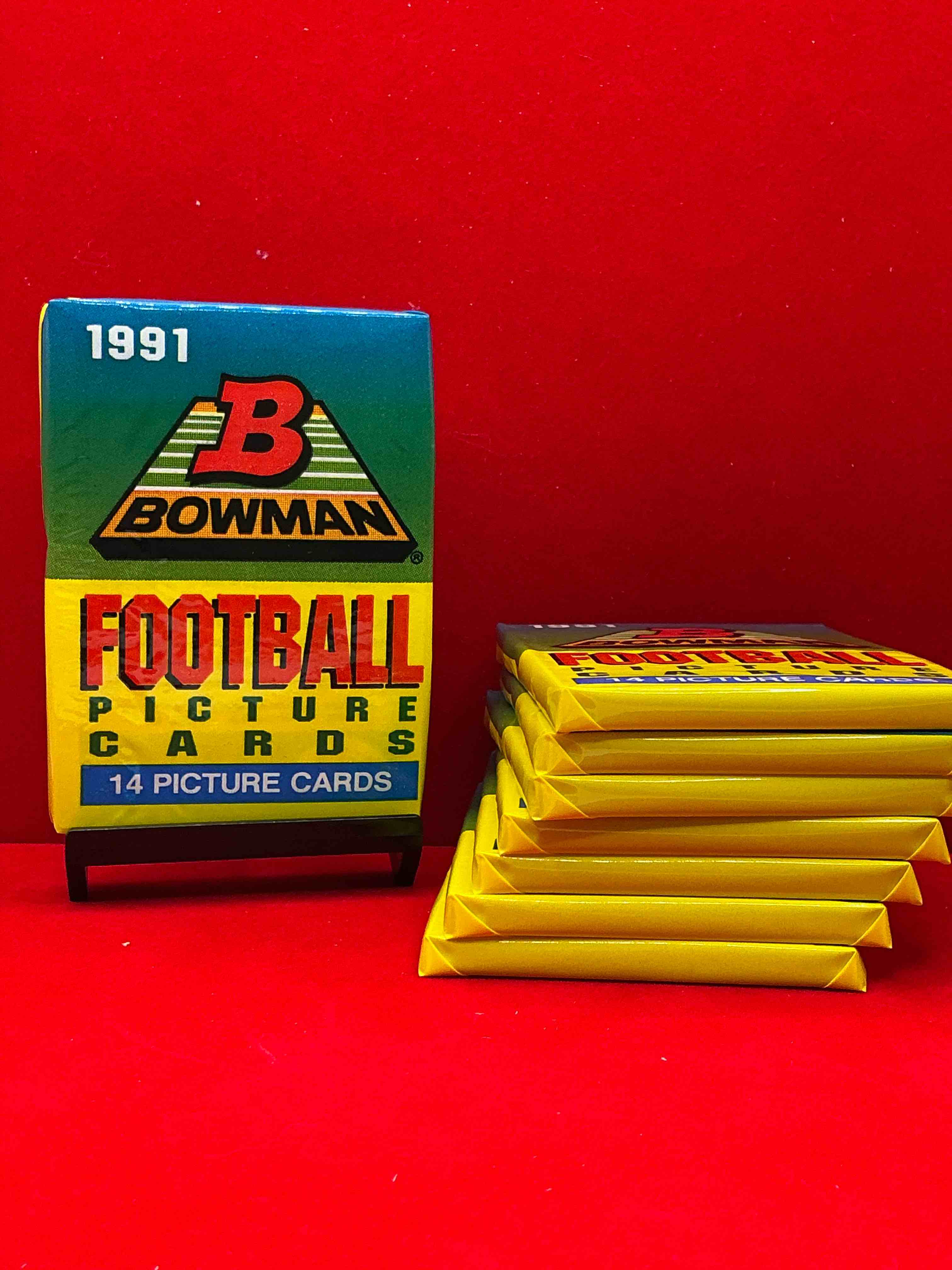 1991 bowman football unopened sports card packs direct from original box! search for valuable emmitt smith cards & other stars! super rare & could have some awesome cards inside!