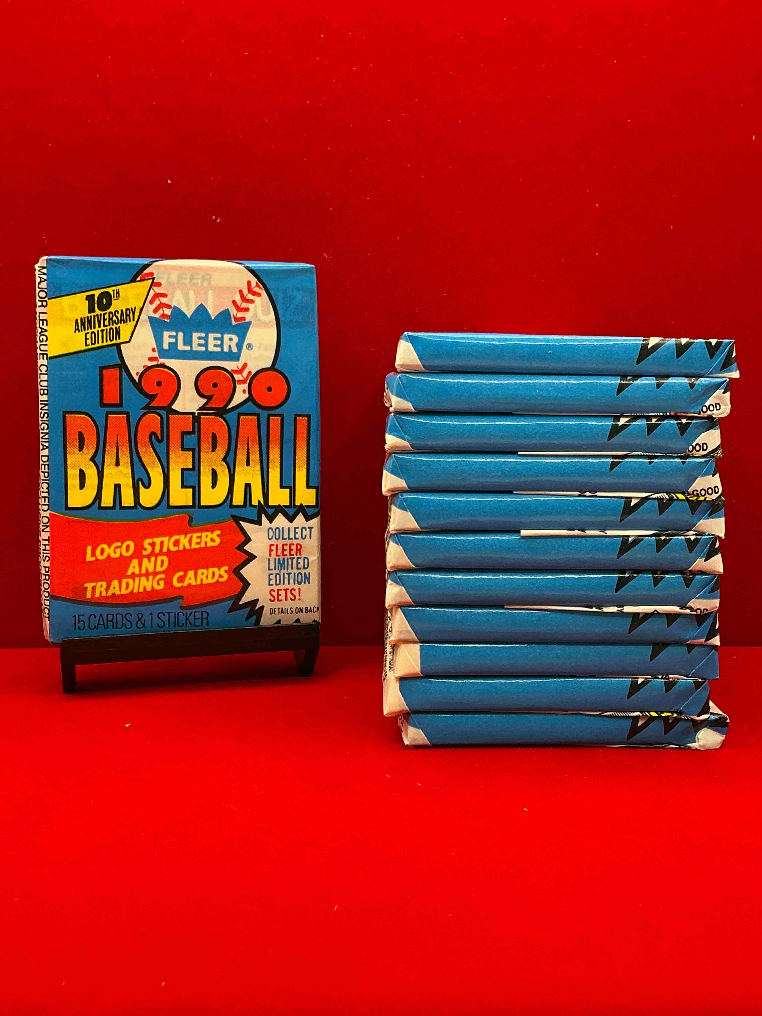 vintage baseball! awesome 1990 fleer baseball unopened sports card wax packs!direct from original box! search for valuable collectible ken griffey jr cards!