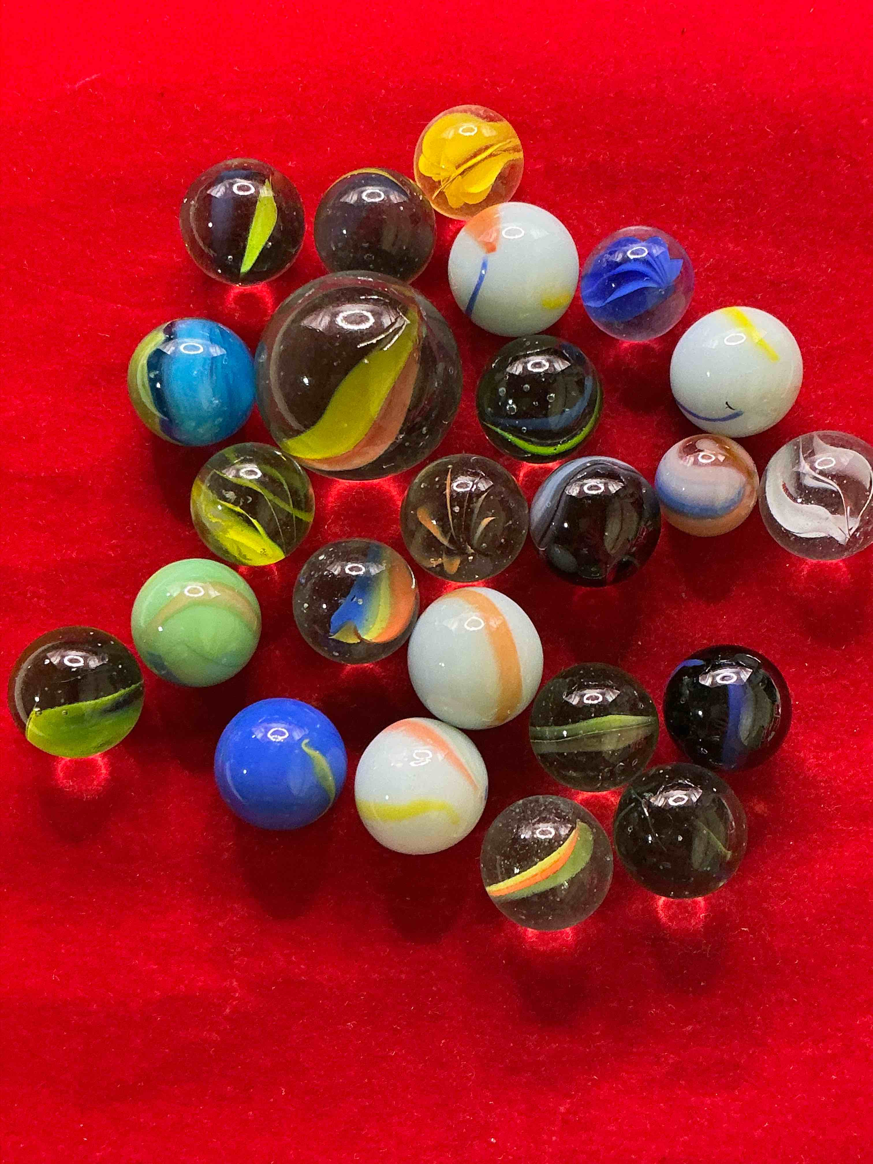 antique glass marbles! genuine stunning marbles lot, some marbles made between the years 1925-1965 & some may be made with uranium! some may are great depression era & even earlier! gorgeous, authentic pieces of history!  