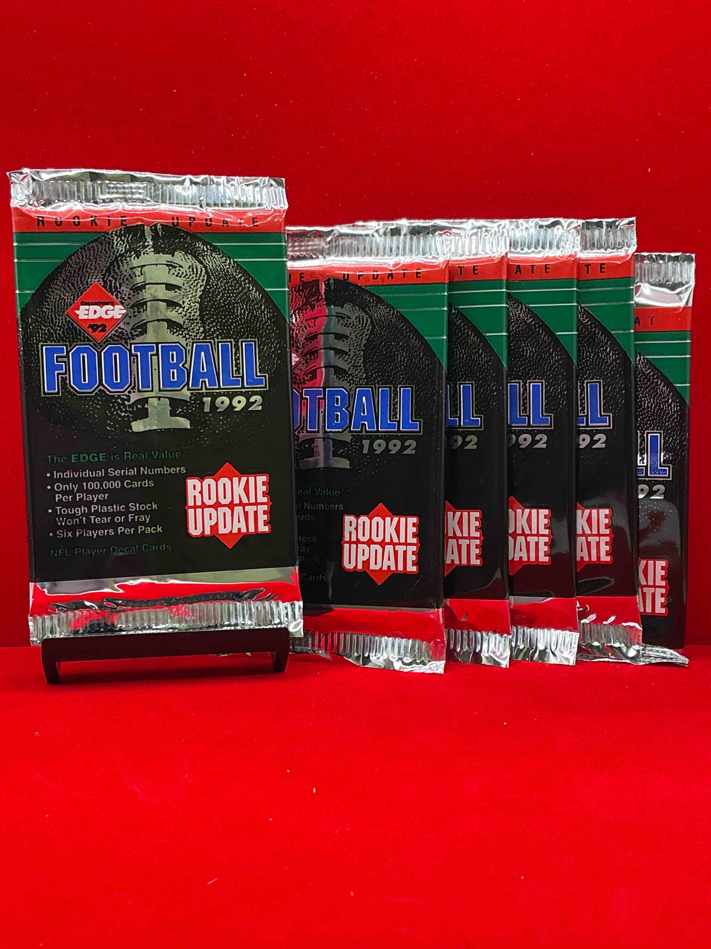 ronnie lott autos!? 1992 collector’s edge unopened packs, direct from original retail case! rookie update edition! football insanity! look for elway, montana, rice & more!