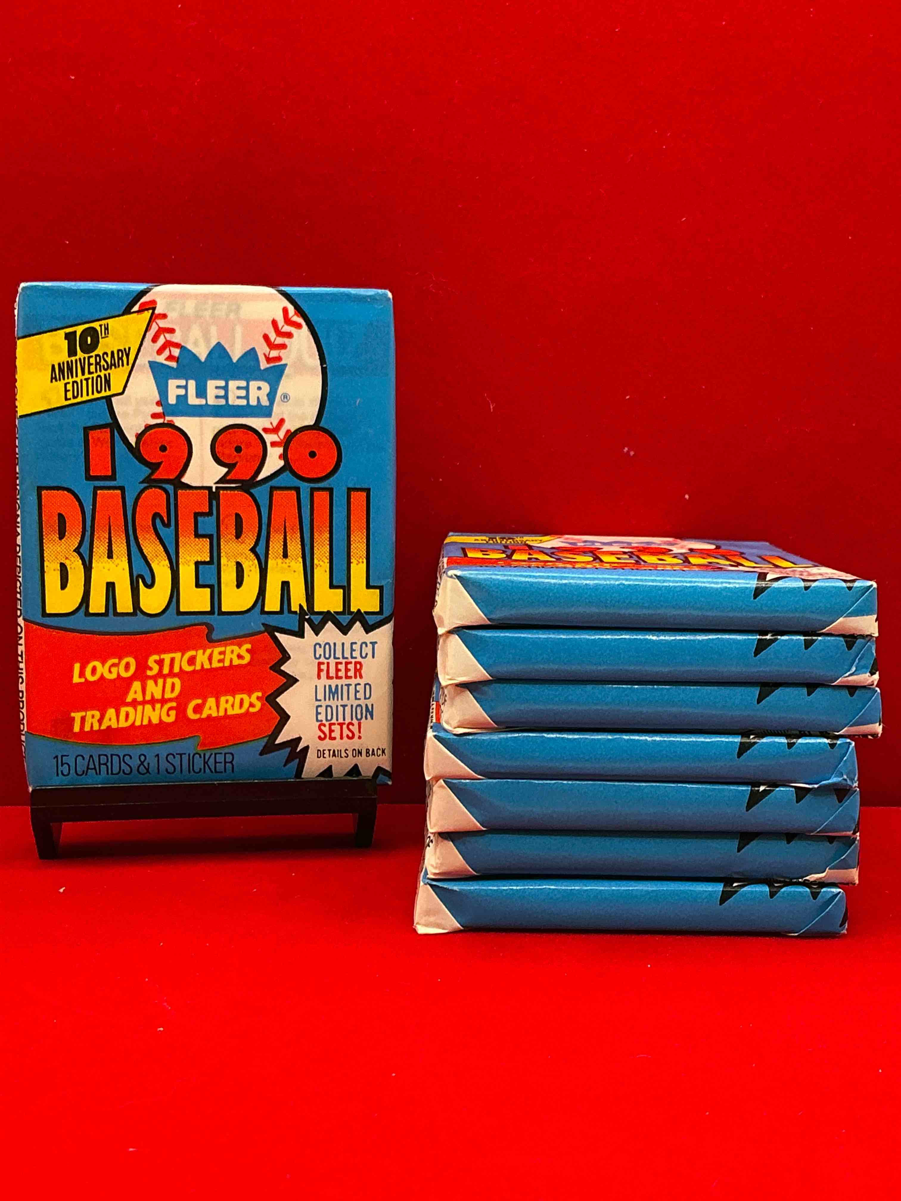 vintage baseball! awesome 1990 fleer baseball unopened sports card wax packs!direct from original box! search for valuable collectible ken griffey jr cards!