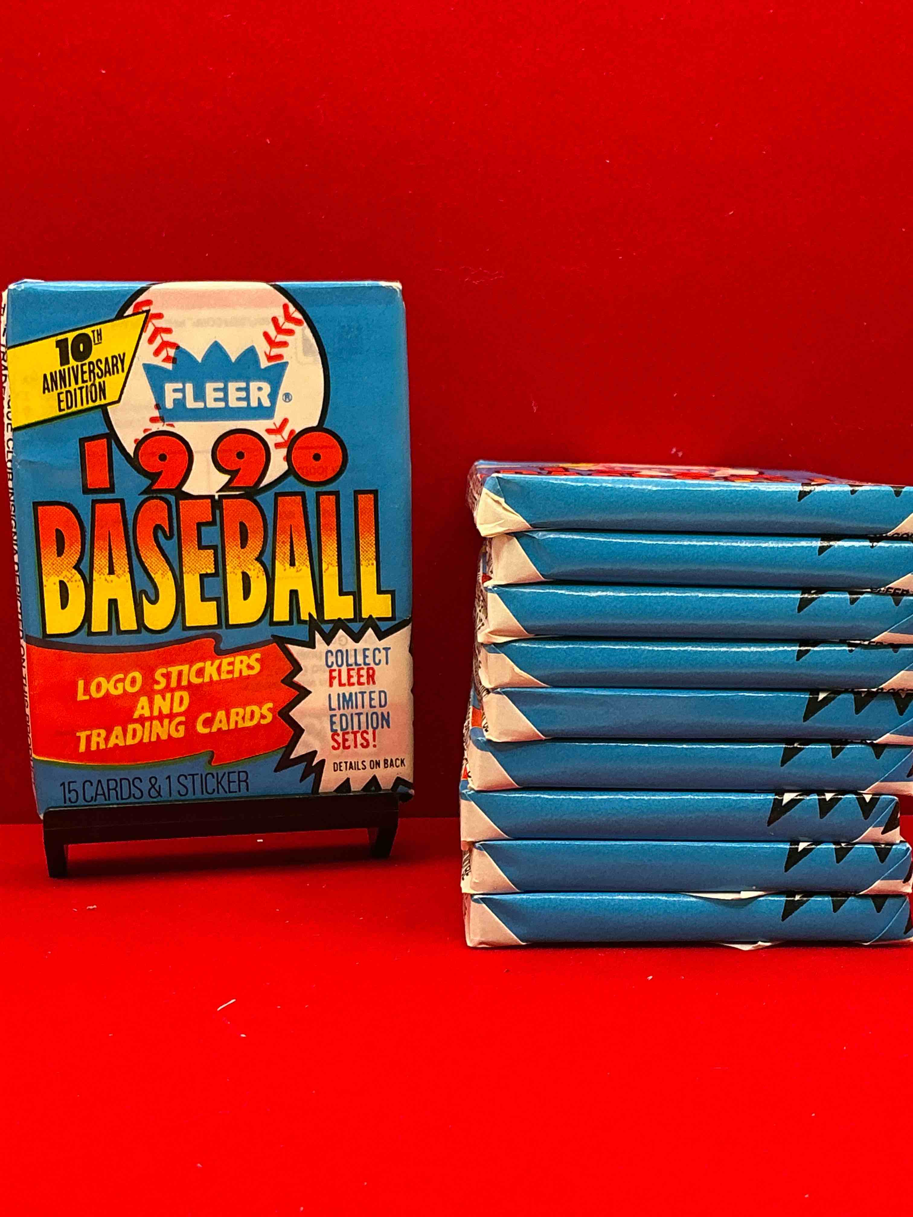vintage baseball! awesome 1990 fleer baseball unopened sports card wax packs!direct from original box! search for valuable collectible ken griffey jr cards!