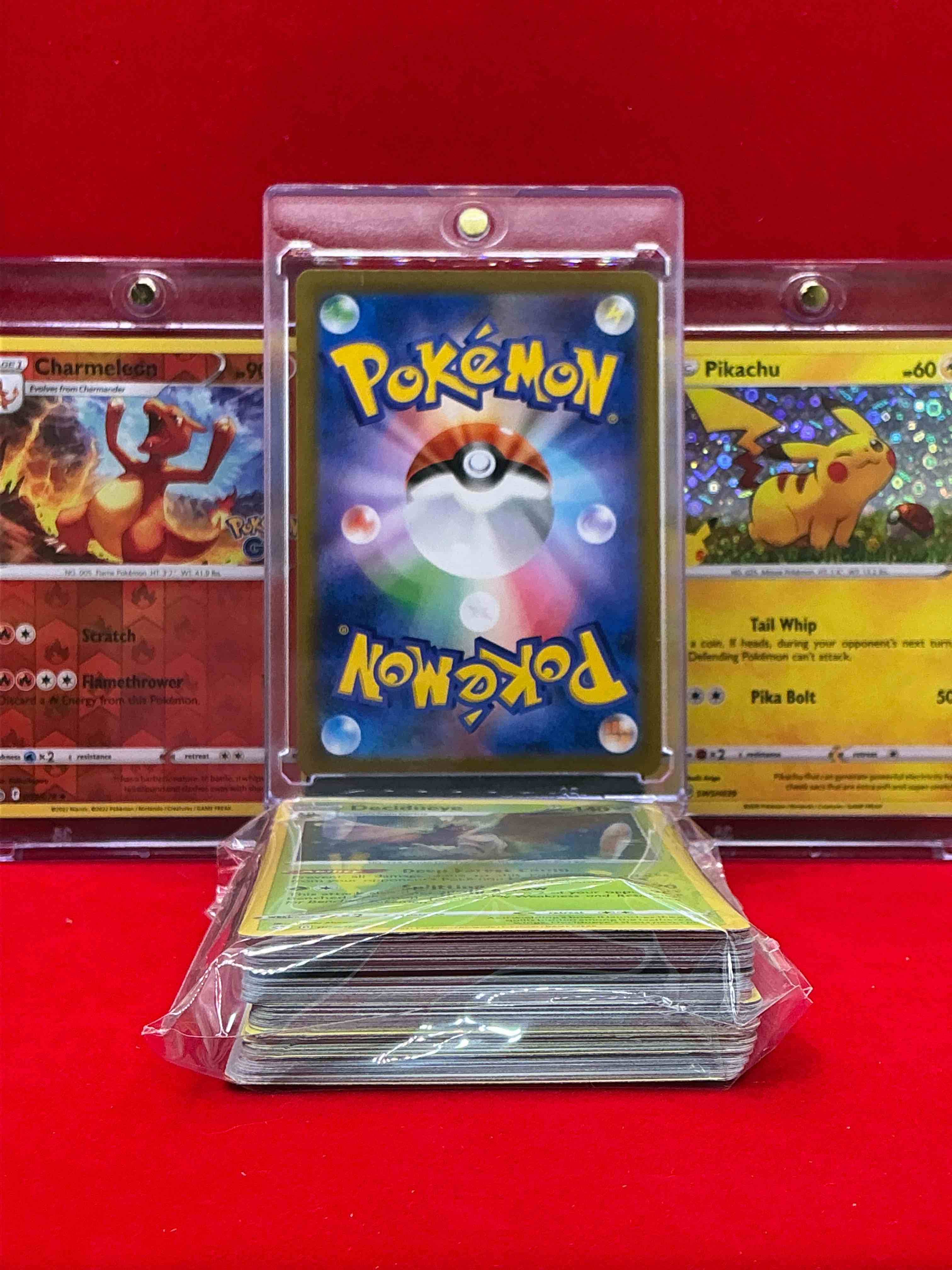 Condition photo showing New/Like New for charizard holo, pikachu holo & charmeleon holo & more! along with 50 other pokémon heroes, holos, legends & commons- including holographic cards, stage 2 cards, holos in all forms & more! also includes 36 non holo common/ uncommon basic & first stage cards trainers & energy too! perfect set for collectors & enthusiasts!