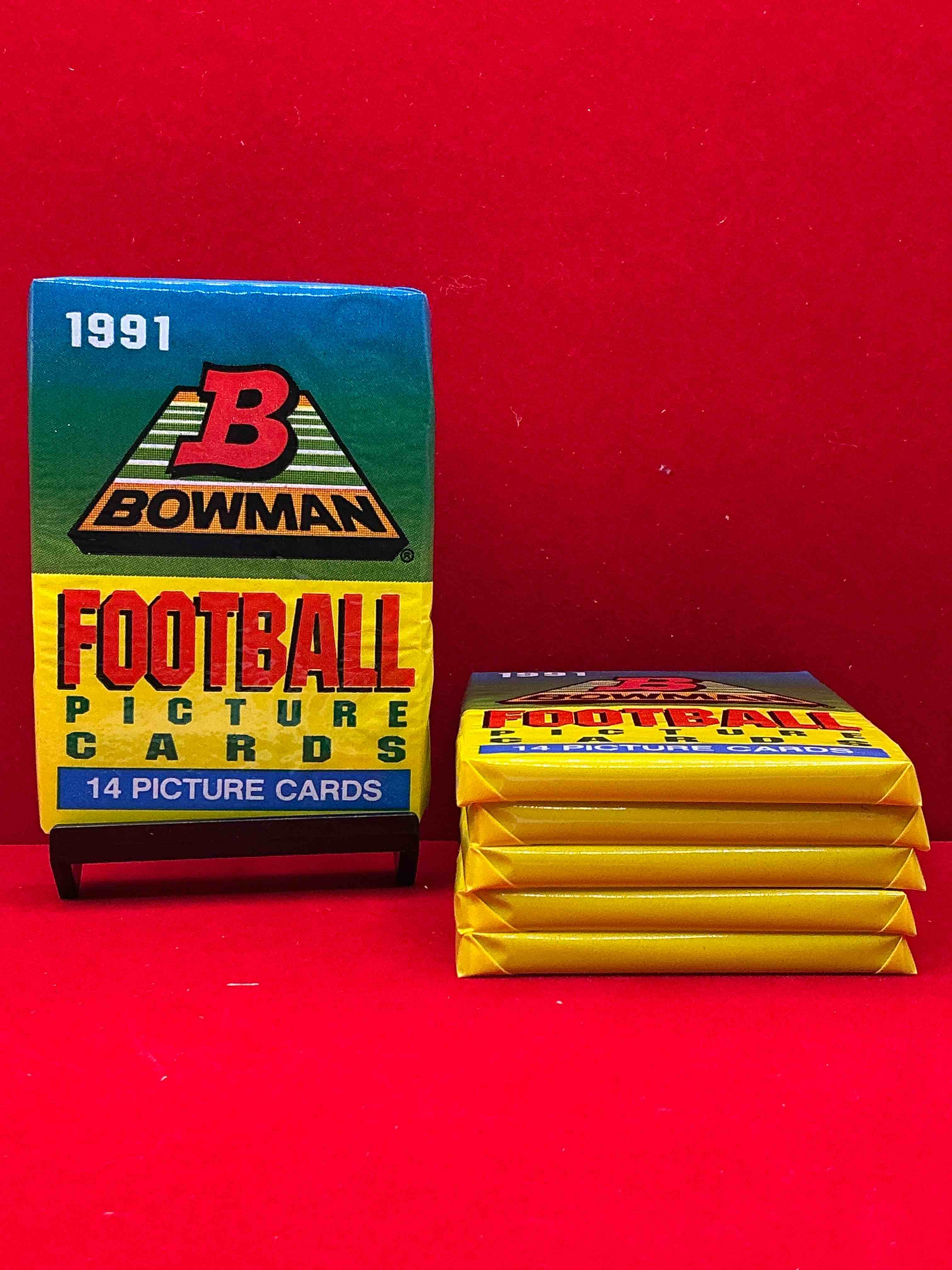 1991 bowman football unopened sports card packs direct from original box! search for valuable emmitt smith cards & other stars! super rare & could have some awesome cards inside!