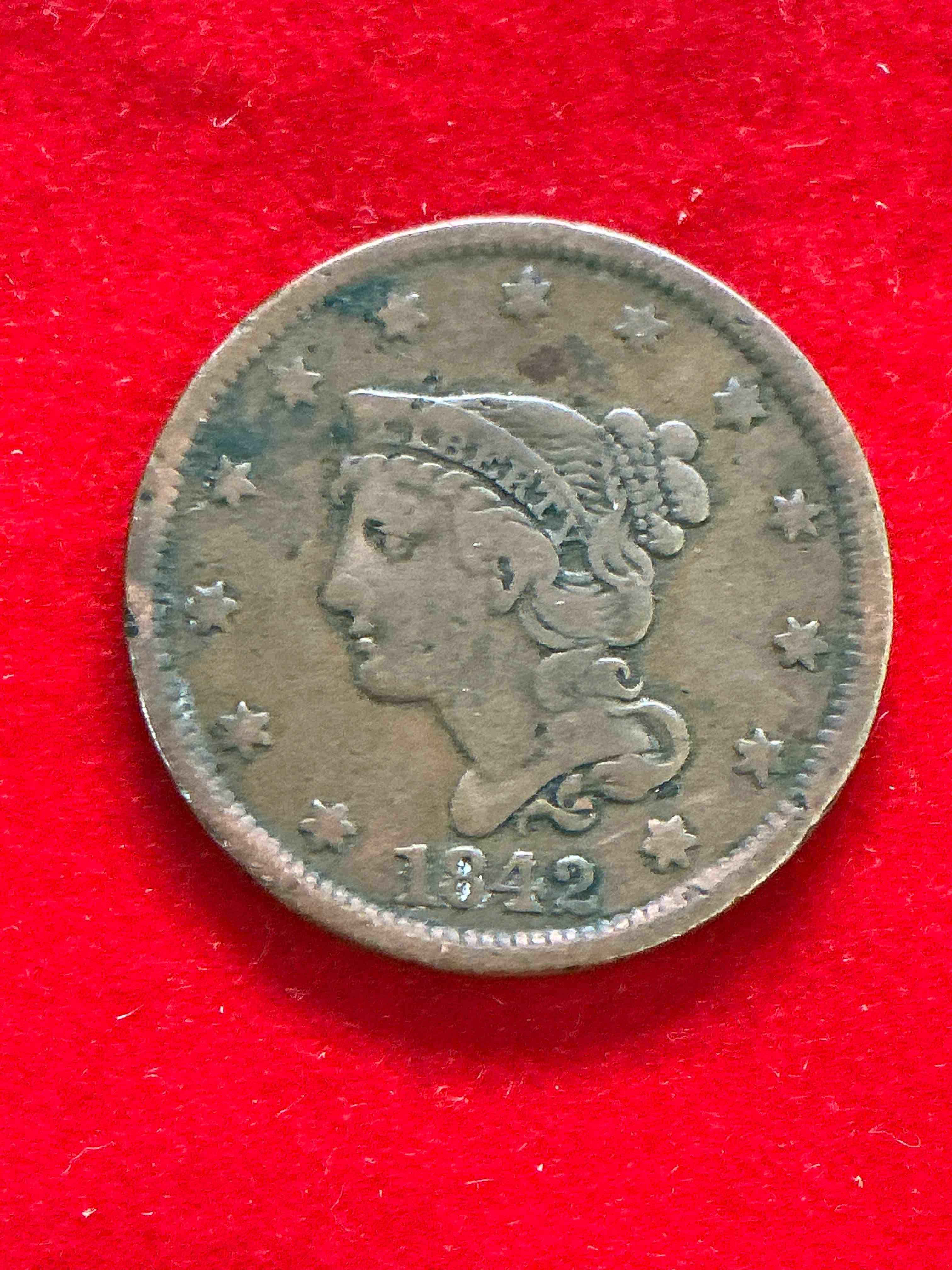 1842 ultra rare us one cent piece! these coins were minted starting in 1839 & have become serious collectors items! this rare one cent piece is in great condition for the year! 1800’s coin, think of the history this coin has seen! incredible!  