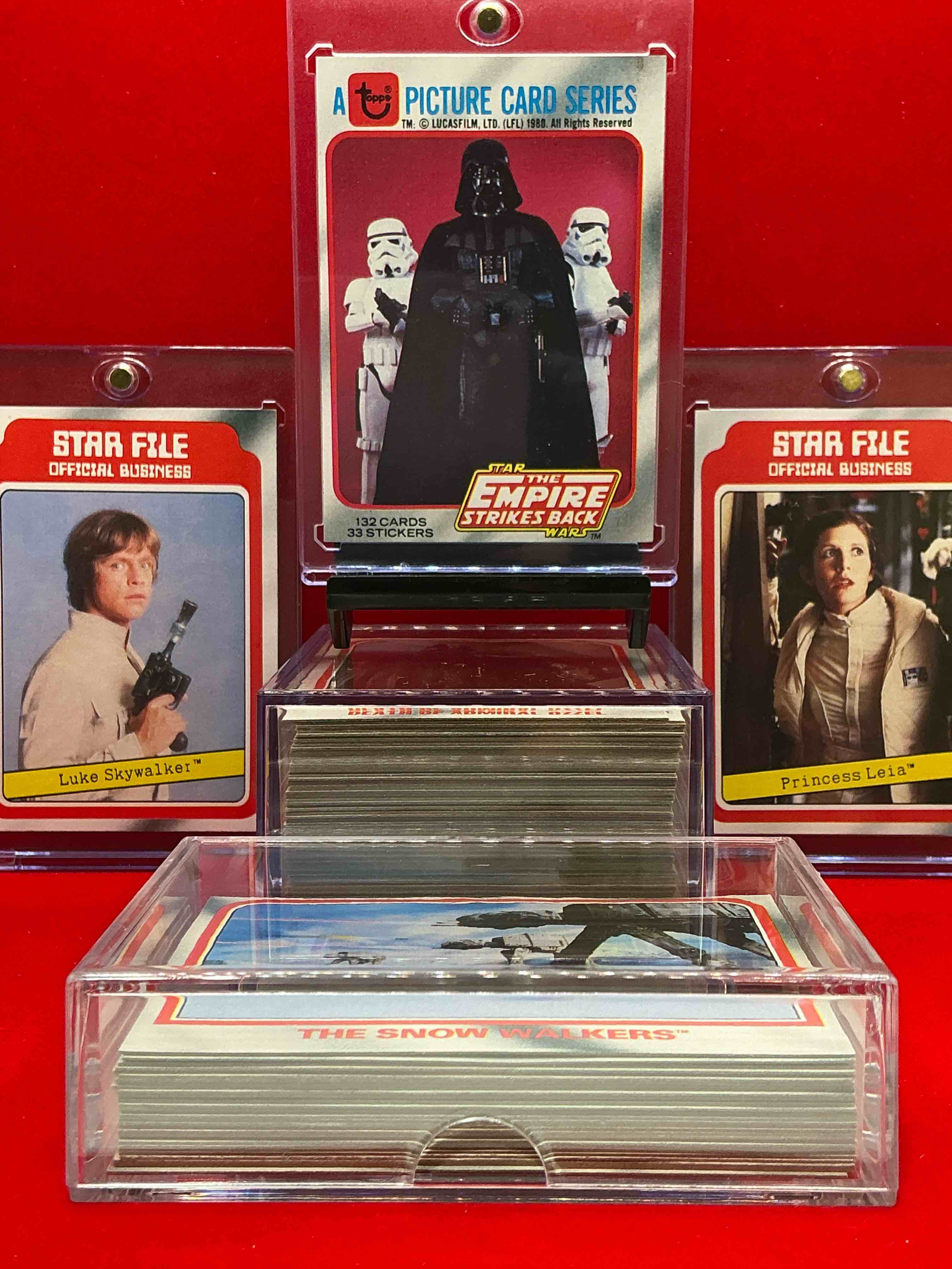 1980 empire strikes back history! genuine star wars empire strikes back movie cards, complete series one, 132 card collection! ultra rare to find in this good condition & complete! authentic, serious collectibles & precious pieces of original star wars history!