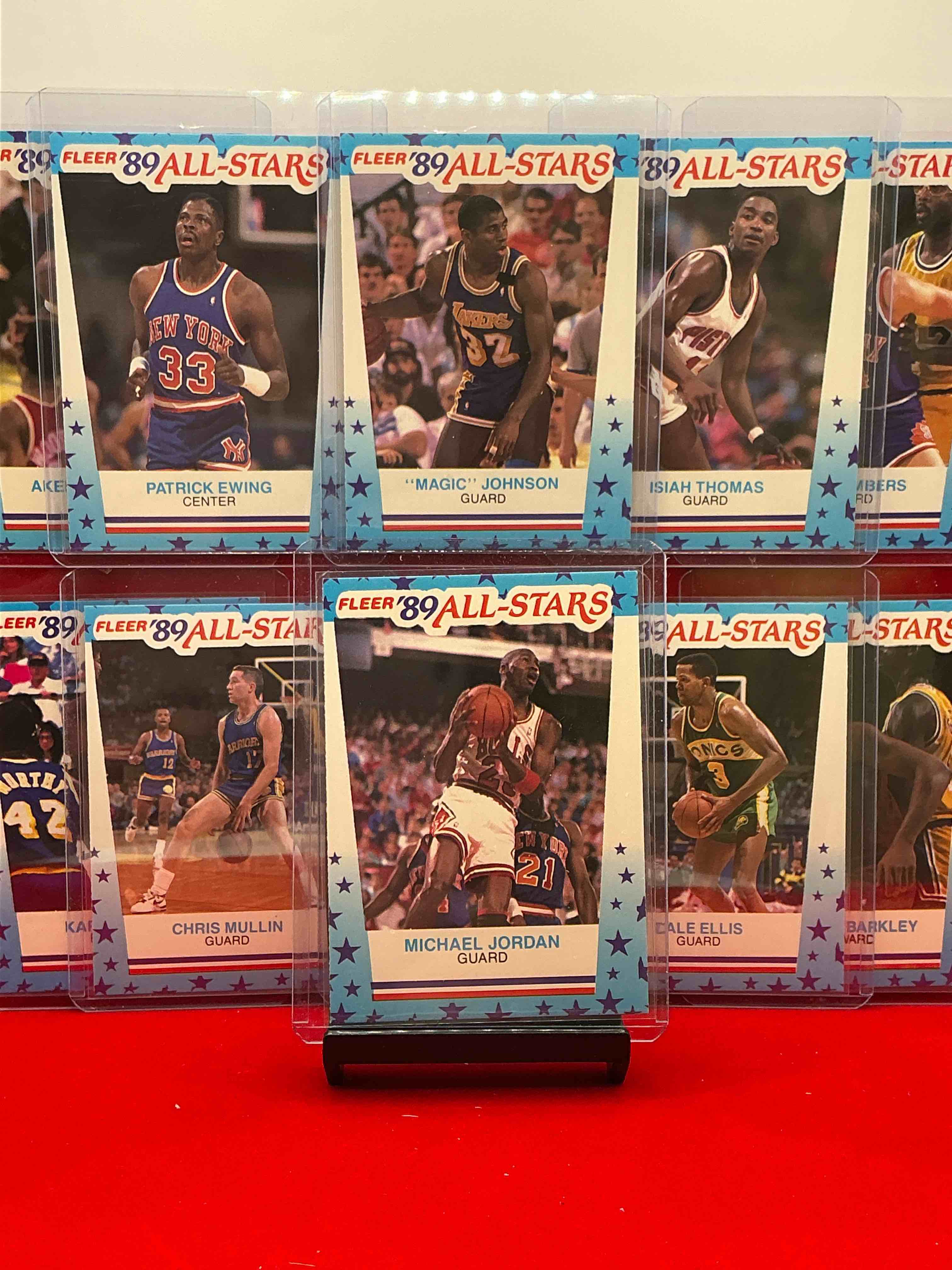 jordan, bird, magic & more! 1989 all star nba hoops cards! michael jordan, larry bird, magic johnson, hakeem olajuwon & more! wow! 11 card lot!