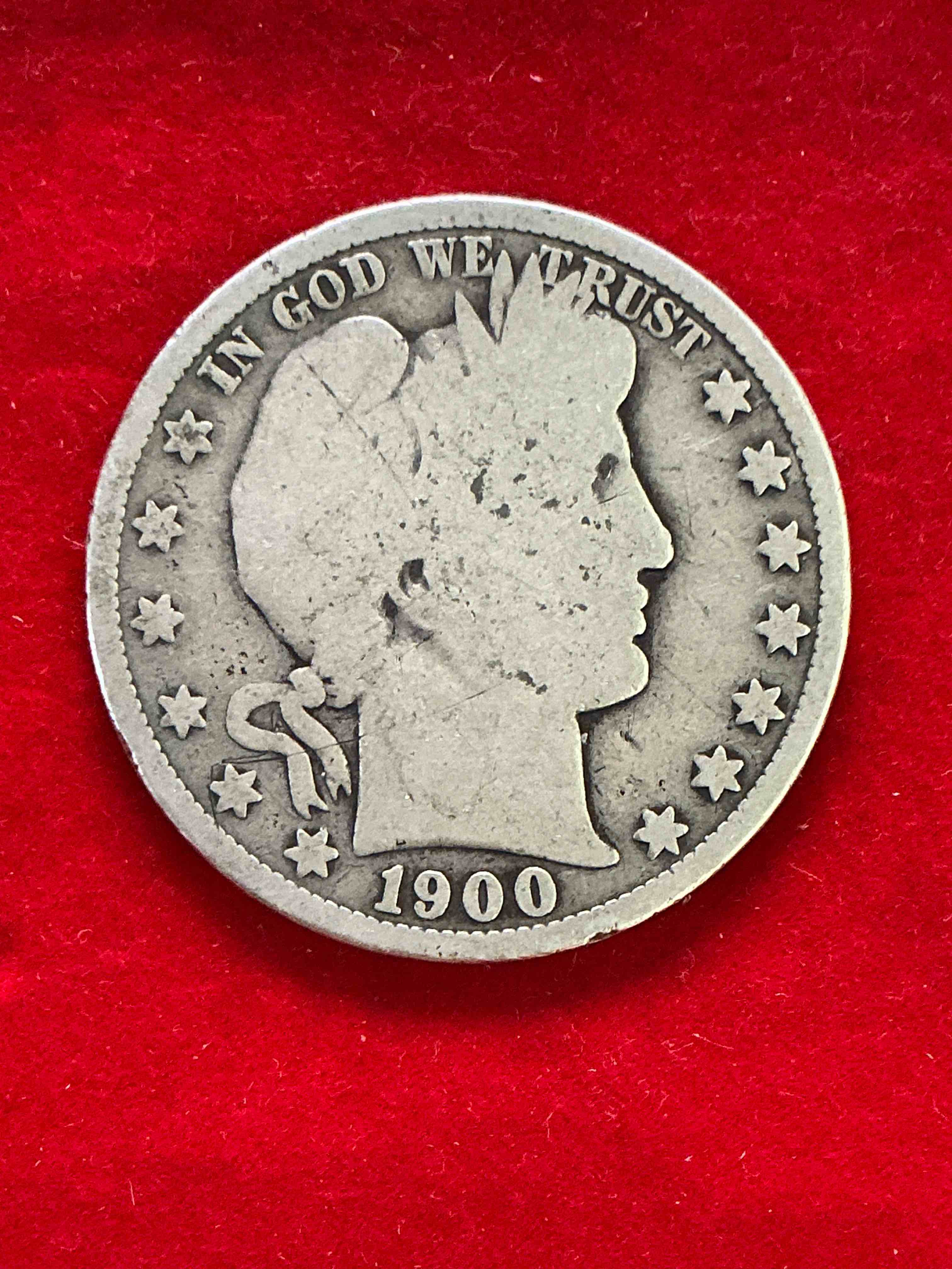 rare us fine silver! barber half dollar, 90% silver! 1900 edition! nearly impossible to collect! rare & very coveted by collectors! own a piece of history great for coin collectors, think of the history these coins have seen! rare 90% silver barber half dollar!