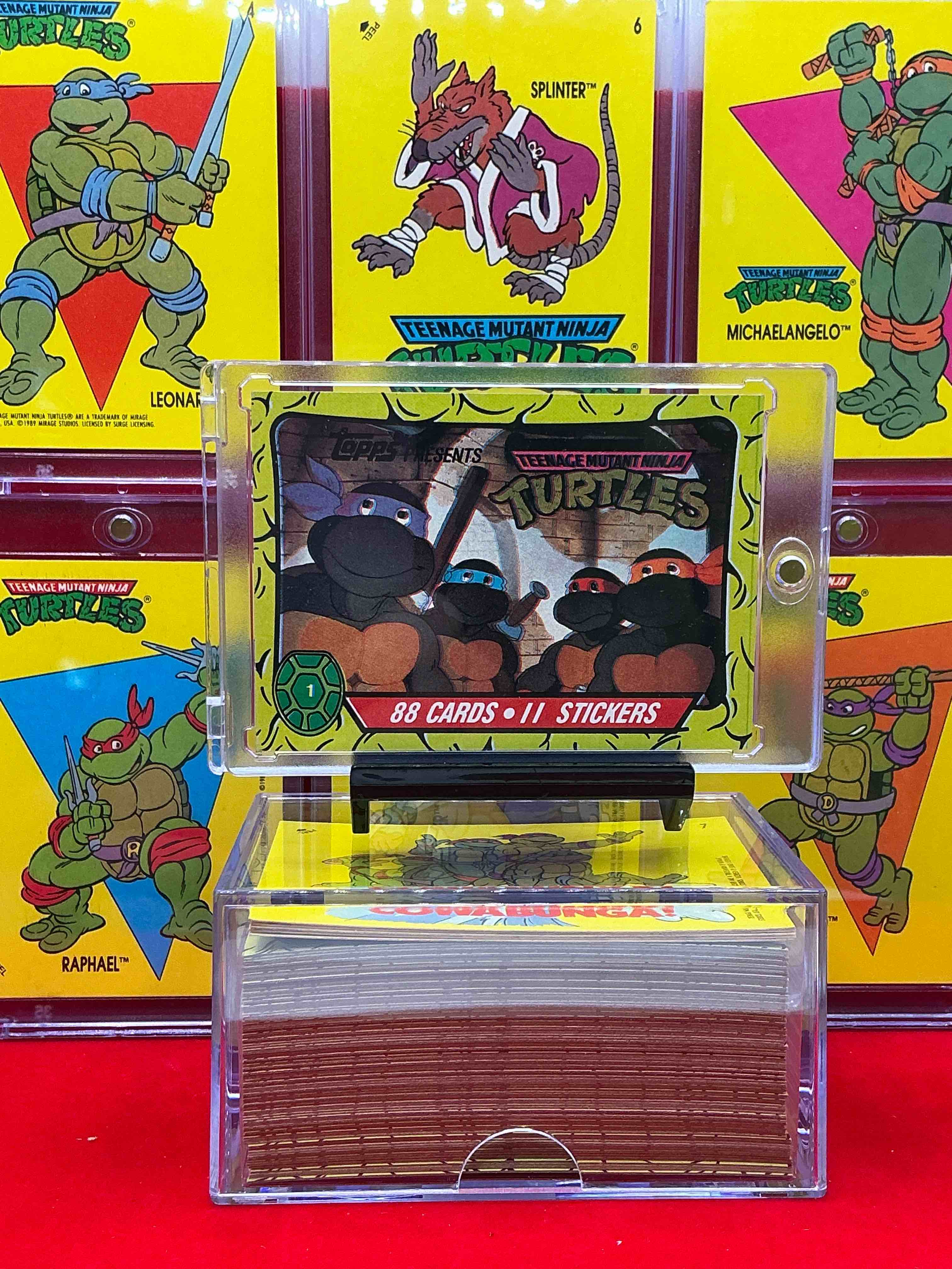 1989 ninja turtle wow!  totally complete original, authentic teenage mutant ninja turtles complete trading card & stickers!  all 88 cards & 11 stickers included, for a total qty of 99! excellent condition!  your chance to own a genuine tmnt original serious collectible! 