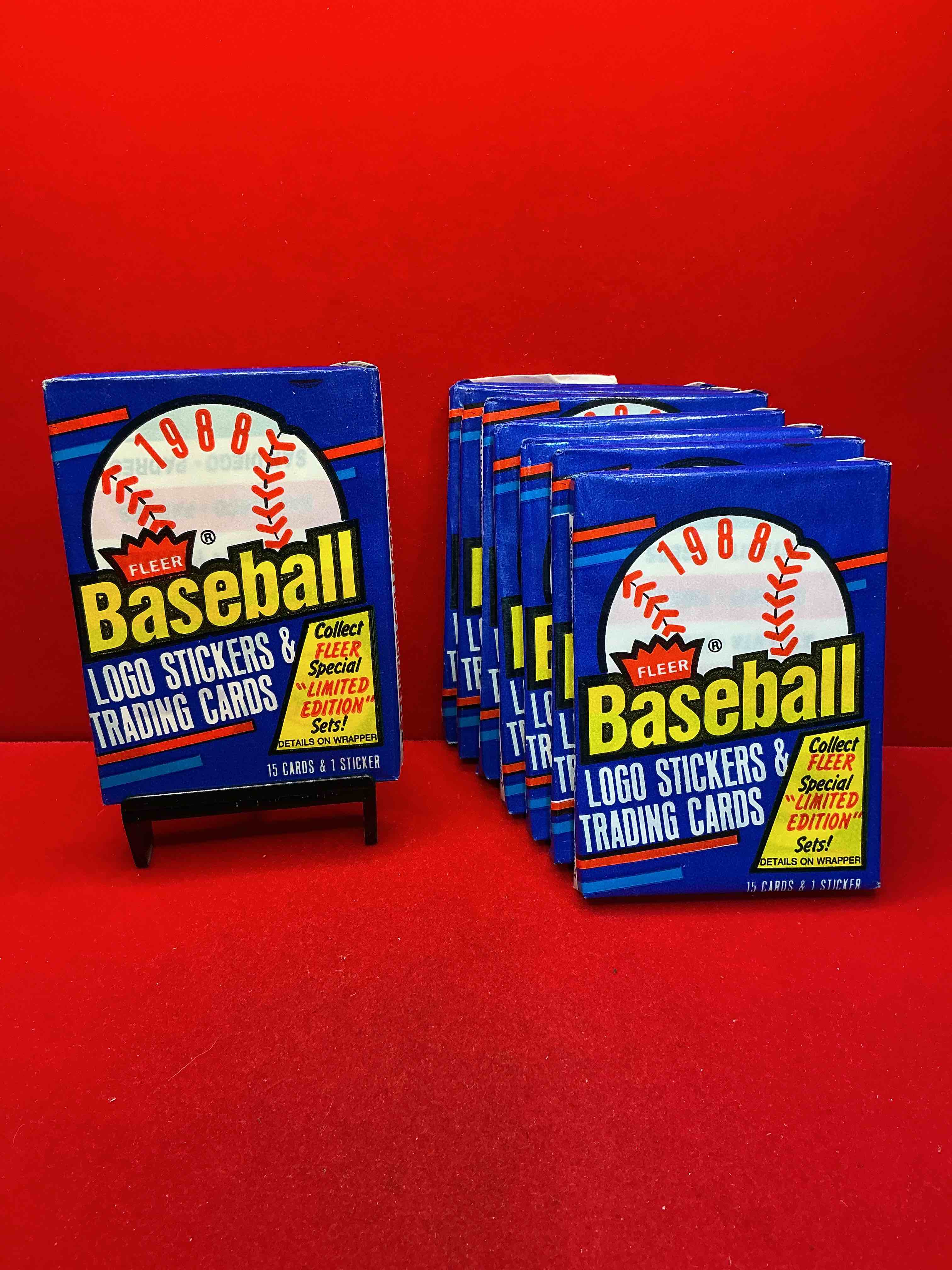 80's baseball fan's rejoice! 1988 fleer baseball unopened wax packs full of collectible trading cards! search for valuable don mattingly & nolan ryan cards worth hundreds in perfect condition!