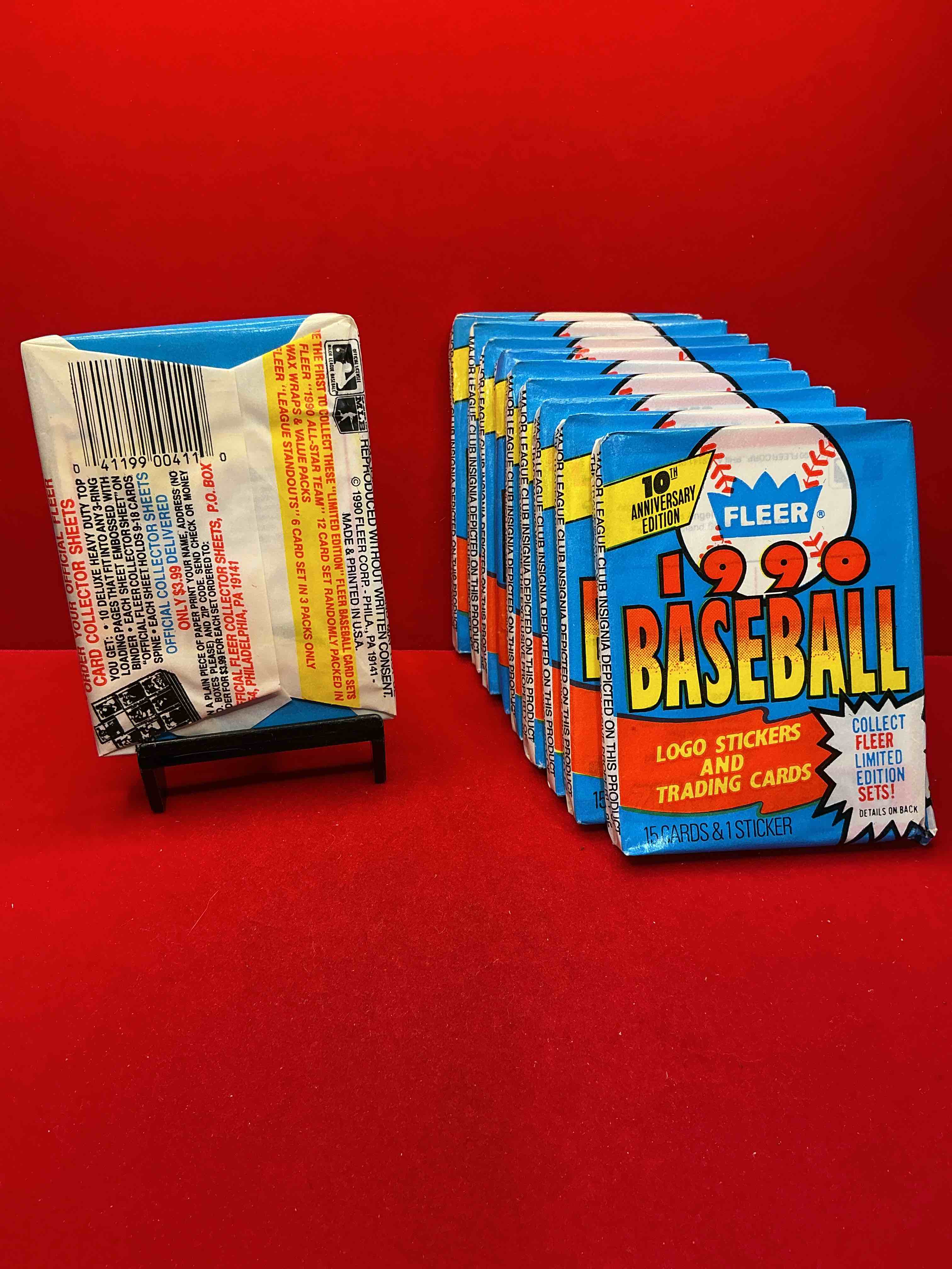 Condition photo showing New/Like New for vintage baseball! awesome 1990 fleer baseball unopened sports card wax packs!direct from original box! search for valuable collectible ken griffey jr cards!