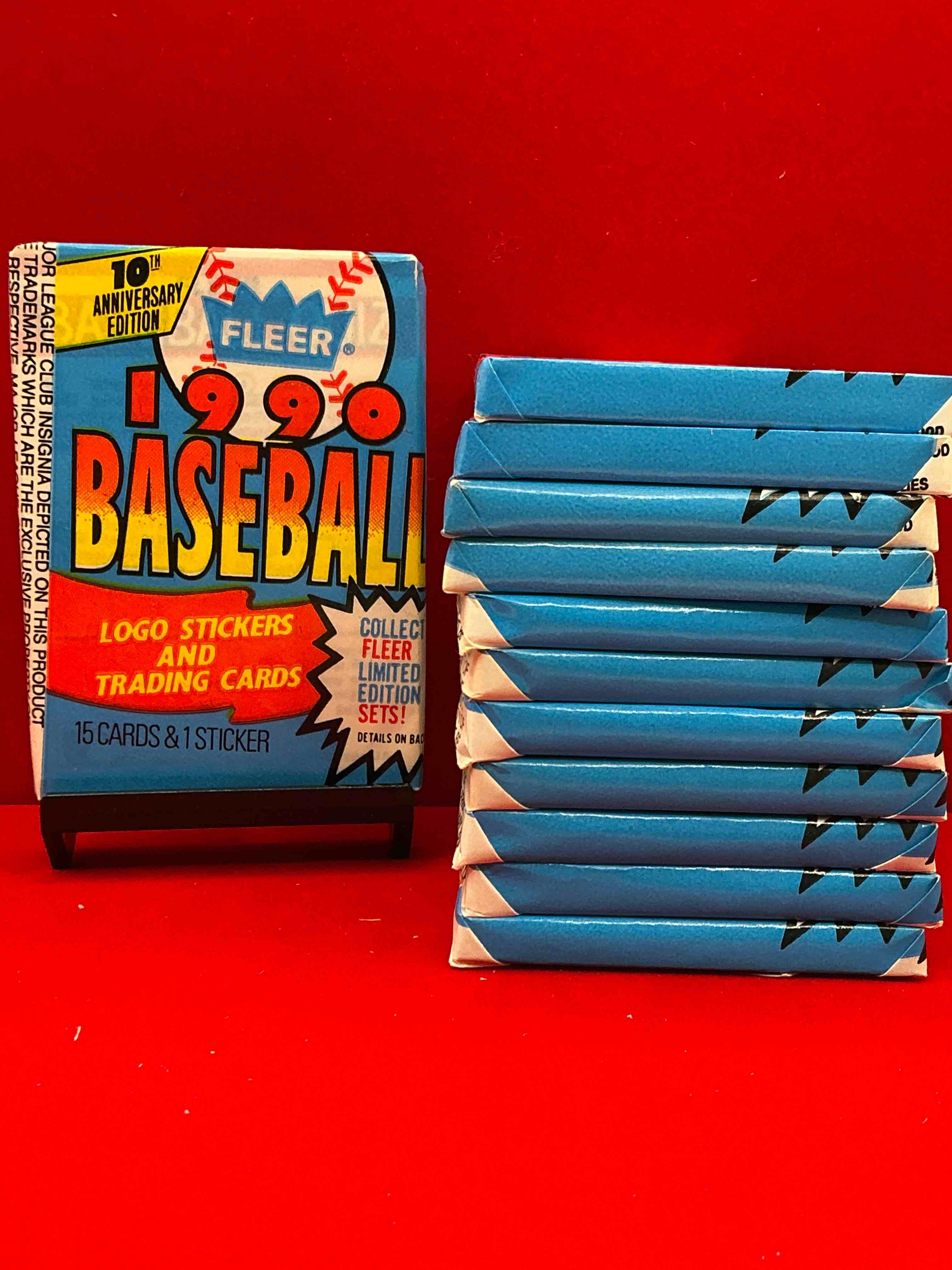 vintage baseball! awesome 1990 fleer baseball unopened sports card wax packs!direct from original box! search for valuable collectible ken griffey jr cards!