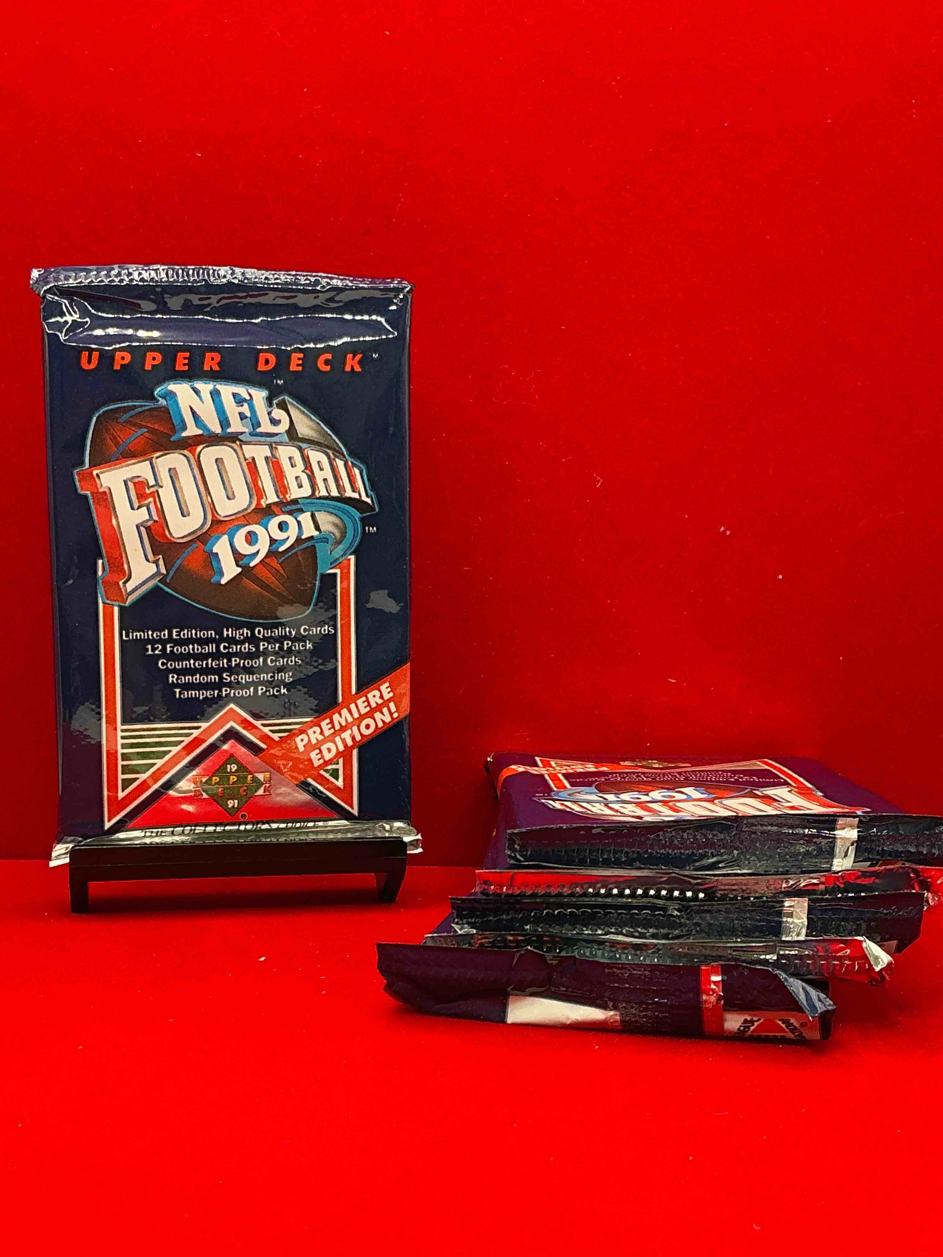 rare & vintage! 1991 upper deck premier edition unopened nfl football packs! direct from original box! brett favre rookie year! search for brett favre rookie & other 80s stars!