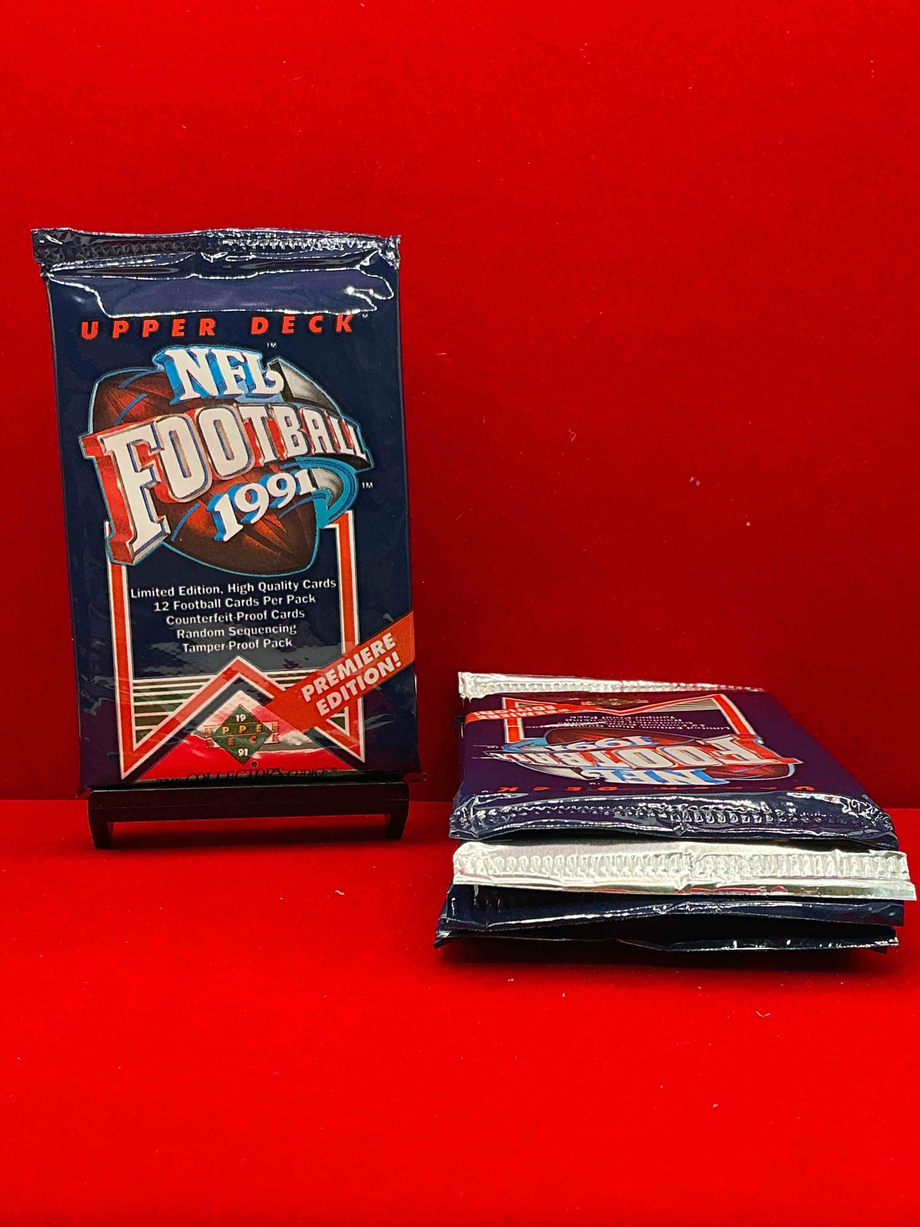 rare & vintage! 1991 upper deck high series edition unopened nfl football packs! find the namath! direct from original box! brett favre rookie year! search for brett favre rookie & other 80s stars!