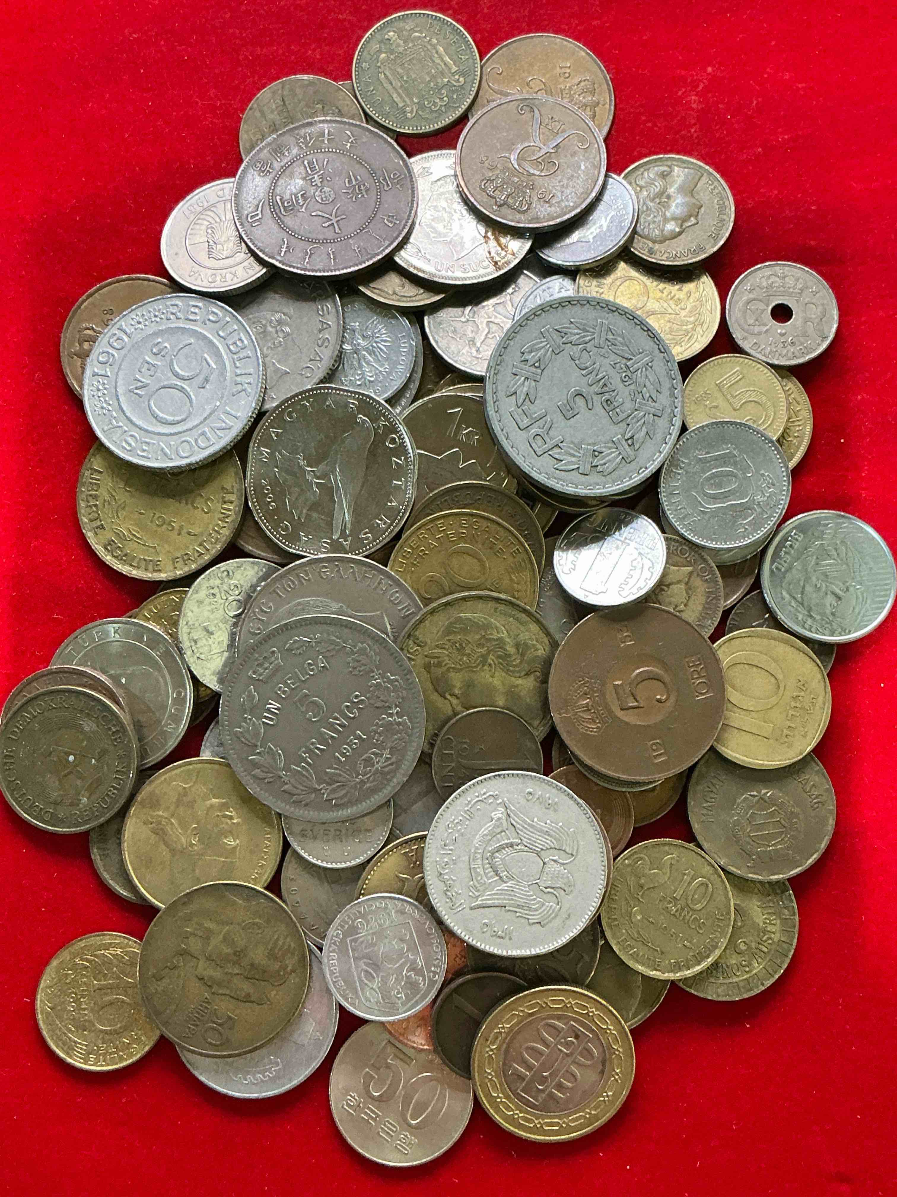 Condition photo showing Good Condition for world coins, antique & vintage! each lot is unique! many different years, countries, sizes & exotic places. this cool collection of antique coins from around the world is loads of fun! have fun identifying each coin & country as a great educational tool! a great investment too!