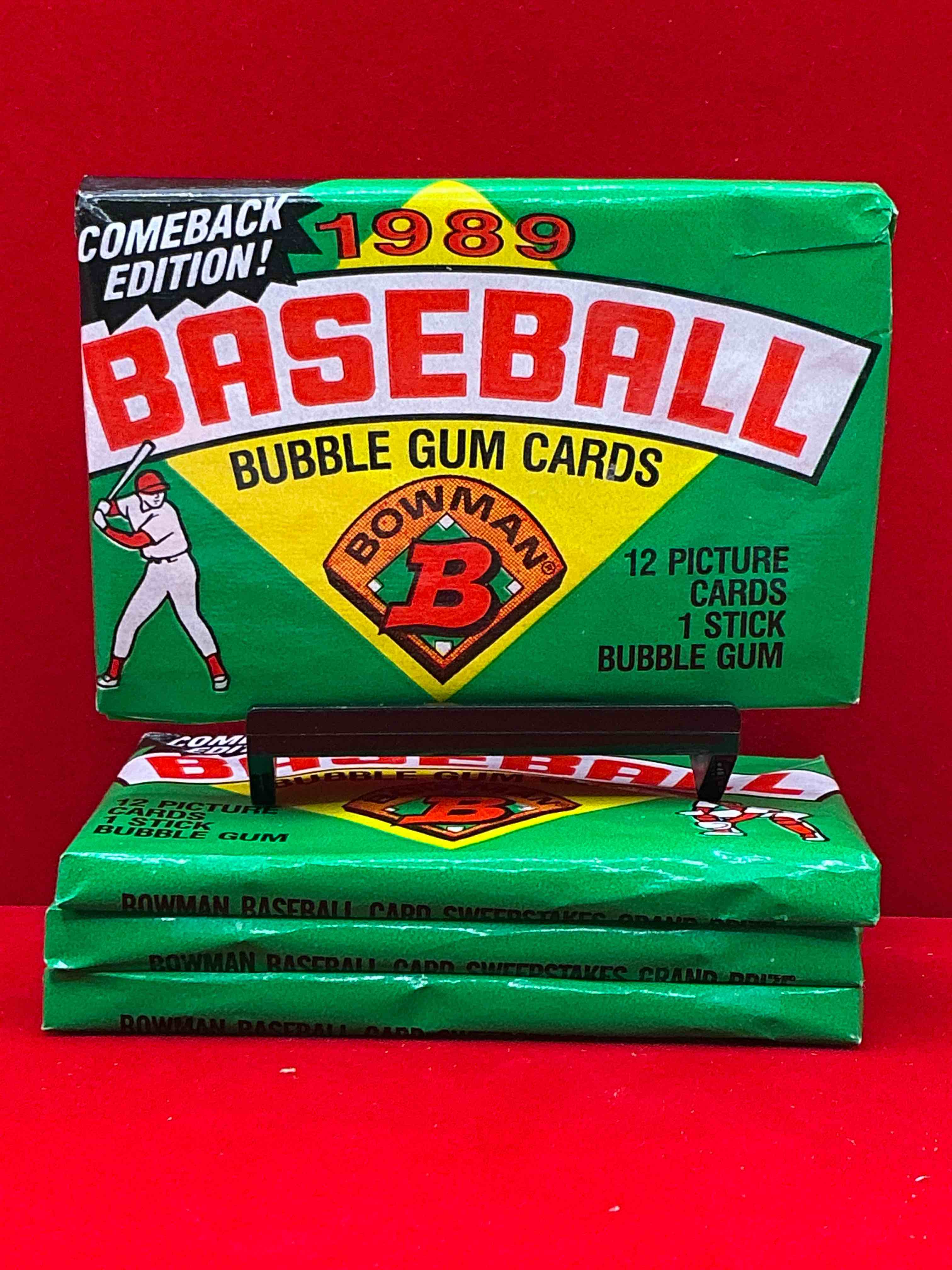 1989 bowman comeback edition baseball cards! direct from original box! search for ken griffey jr. rookie card & valuable bo jackson & nolan ryan cards!