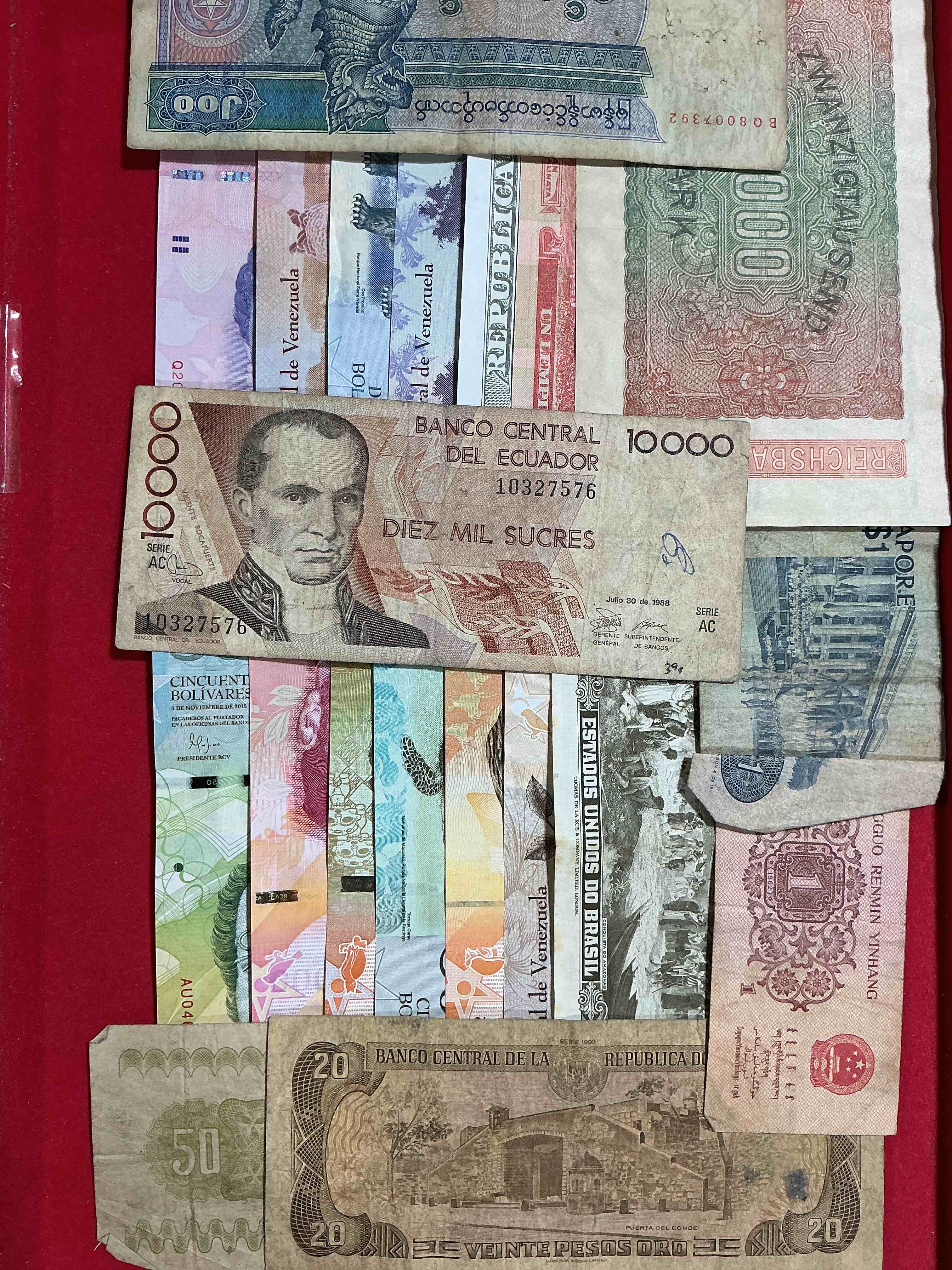 Condition photo showing Good Condition for modern & antique paper money! vintage & antique! paper money from across the world- all different shapes & sizes from all kinds of crazy places! own currency from the corners of the world! wow!