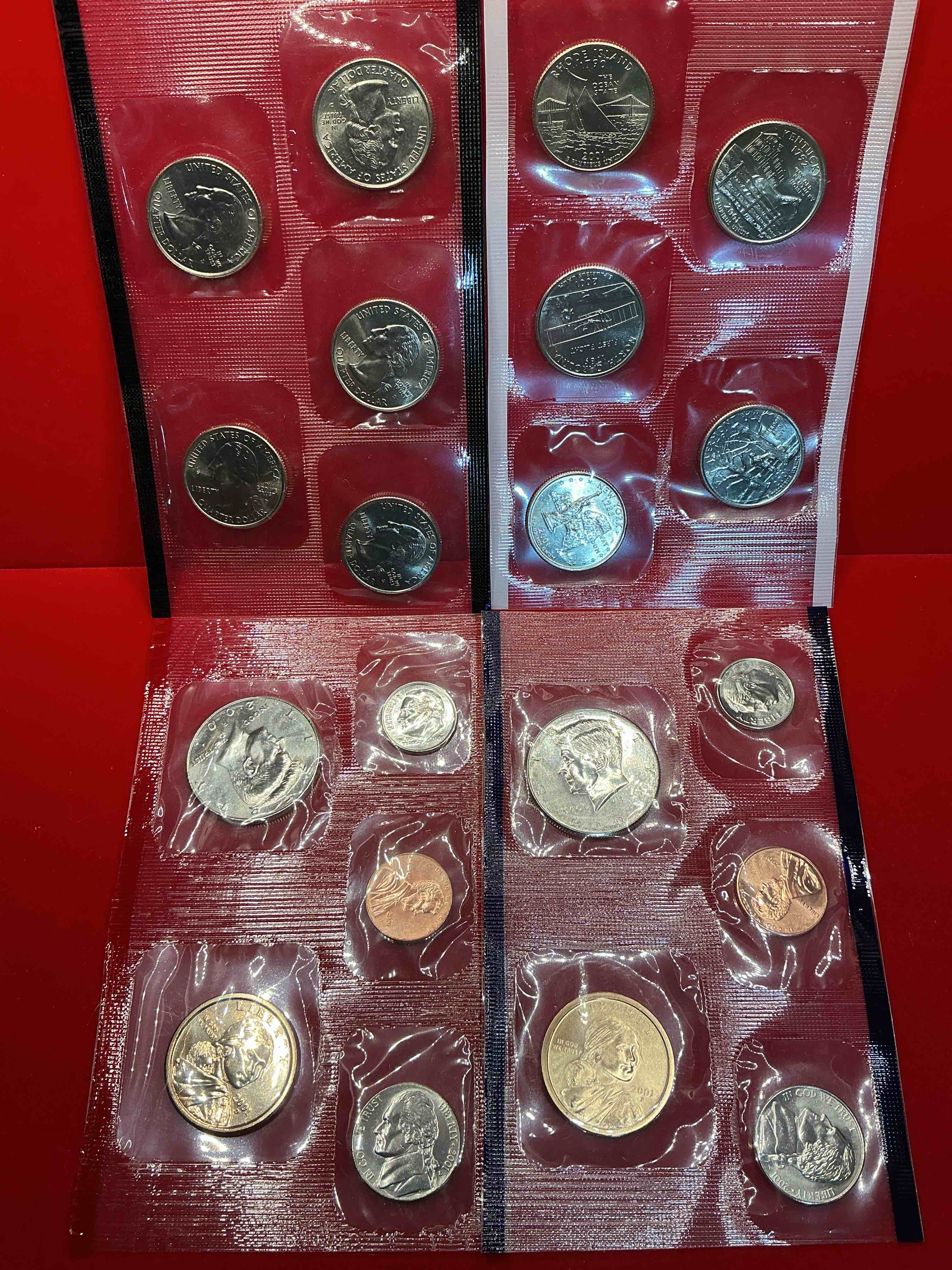 Condition photo showing New/Like New for 2001, the year the world changed forever. here are gorgeous 2001 u.s. mint set uncirculated coins. includes 20 coins, each coin minted that year to include the 10 state quarters issued that year, philadelphia & denver mints. half dollars, state quarters, one dollar coins & more! own an incredible collector item & an important piece of history.