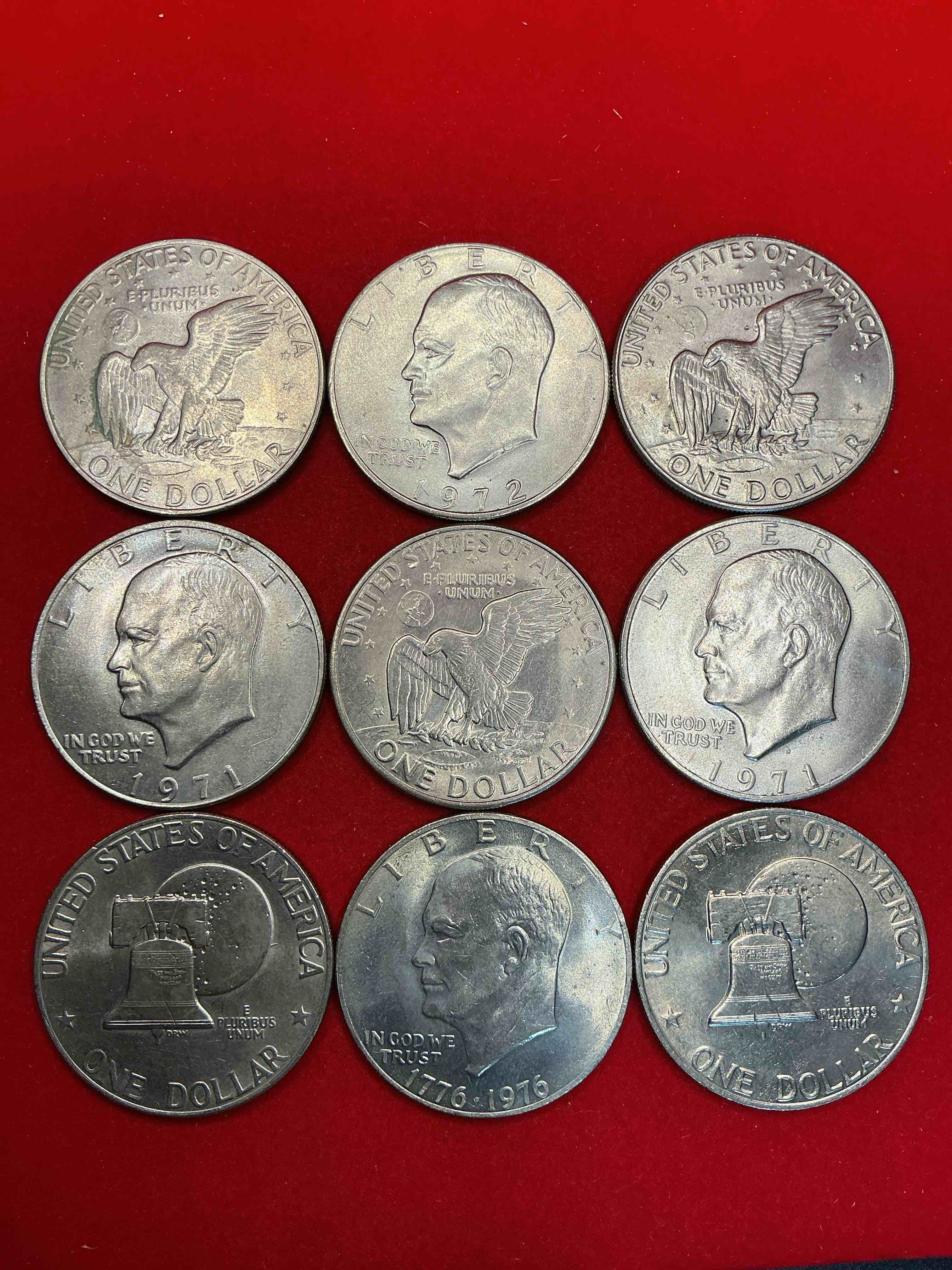 Condition photo showing Good Condition for gorgeous eisenhower dollars! here are circulated “ike” dollars! up for auction are ike one dollar coins from different years! awesome ike dollars! even includes rare bicentennial 1976 edition
